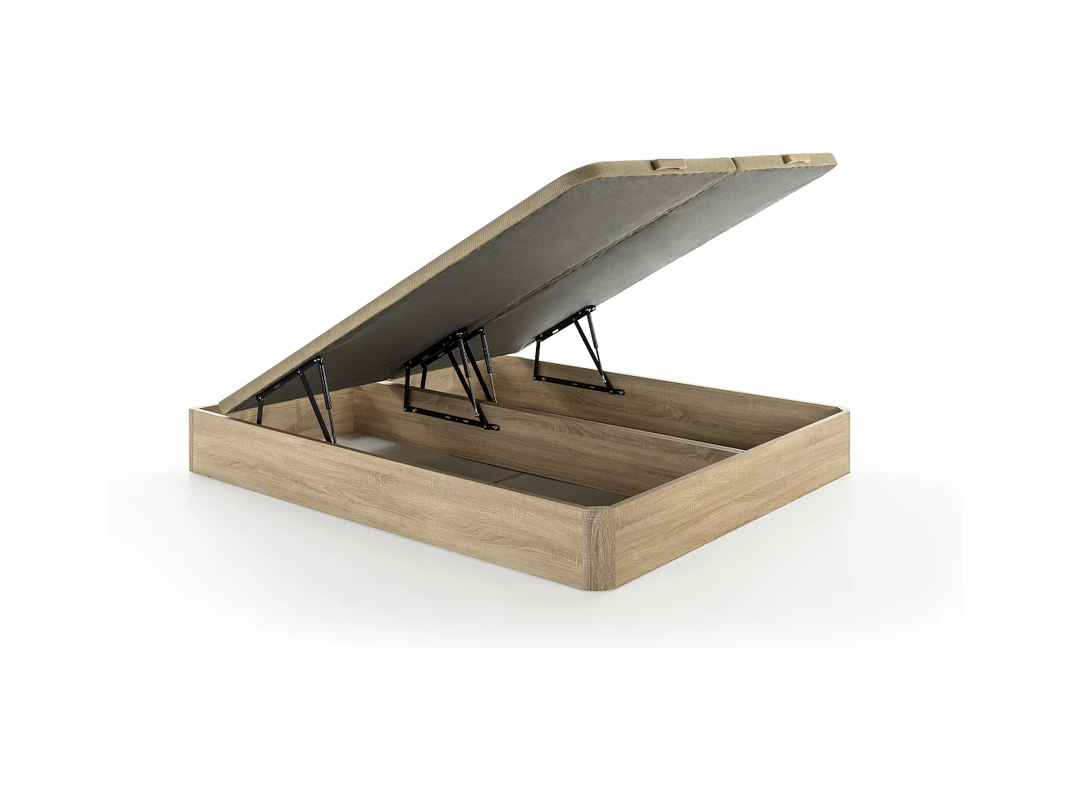 Ensemble 180 x 200 cm seng med naturlig opbevaringsbase + skummadrasse med højelastisk HR-skum og latexoverflade, 30 cm tykkelse - MALINO fra YSMÉE