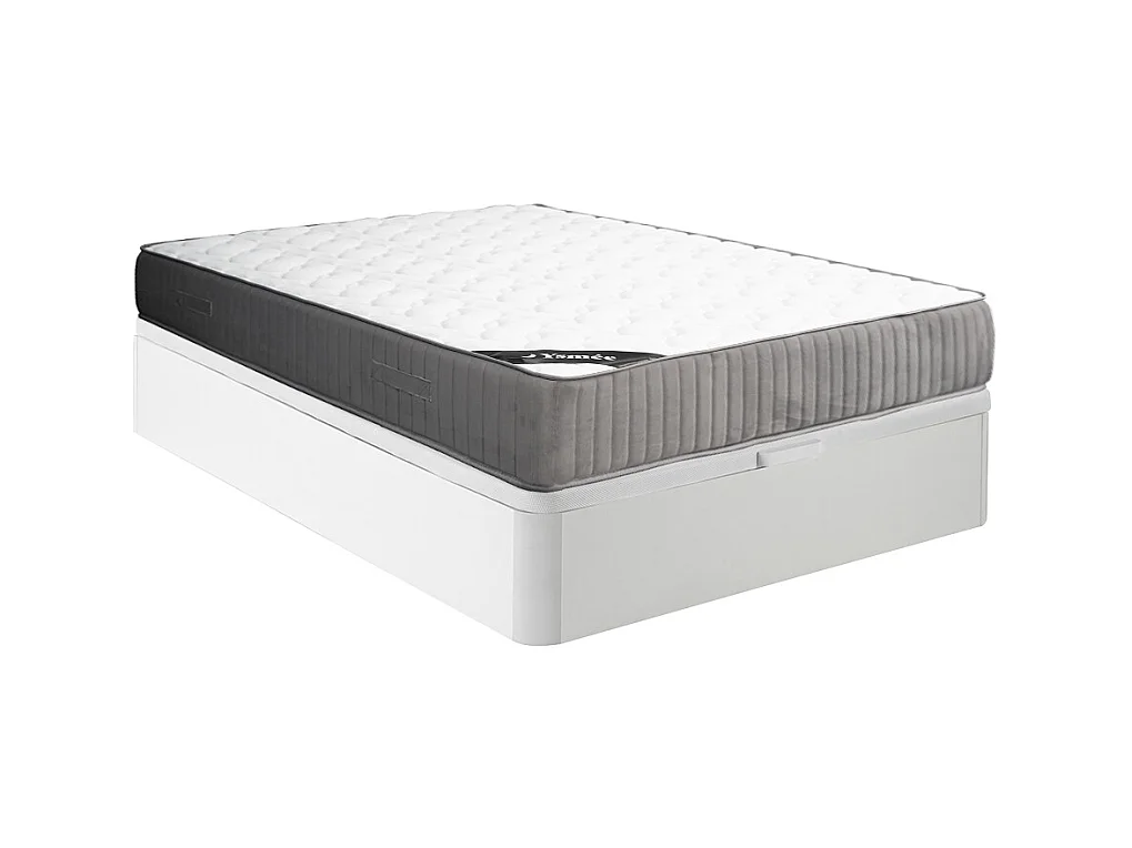 Set 140x190cm rete contenitore Bianco + materasso schiuma HR e accoglienza lattice sp. 30cm  - MALINO di YSMÉE