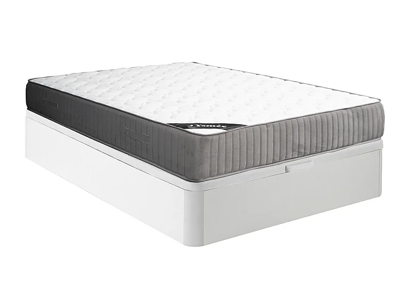 Zestaw 140 x 190 cm stelaż z białą skrzynią + materac o grub. 30 cm z pianką HR i wierzchnią warstwą lateksu - MALINO marki YSMÉE