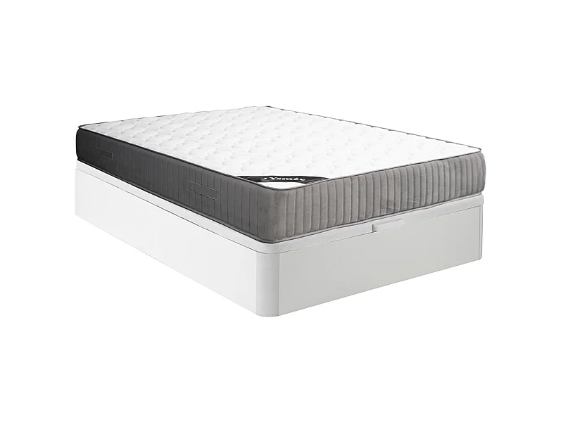 Conjunto de canapé abatible de 160 x 200 cm blanco + colchón de espuma HR y látex de 30 cm de grosor - MALINO de YSMÉE