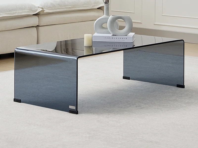 Stolik kawowy z giętego dymionego szkła hartowanego - Czarny - ALONZO