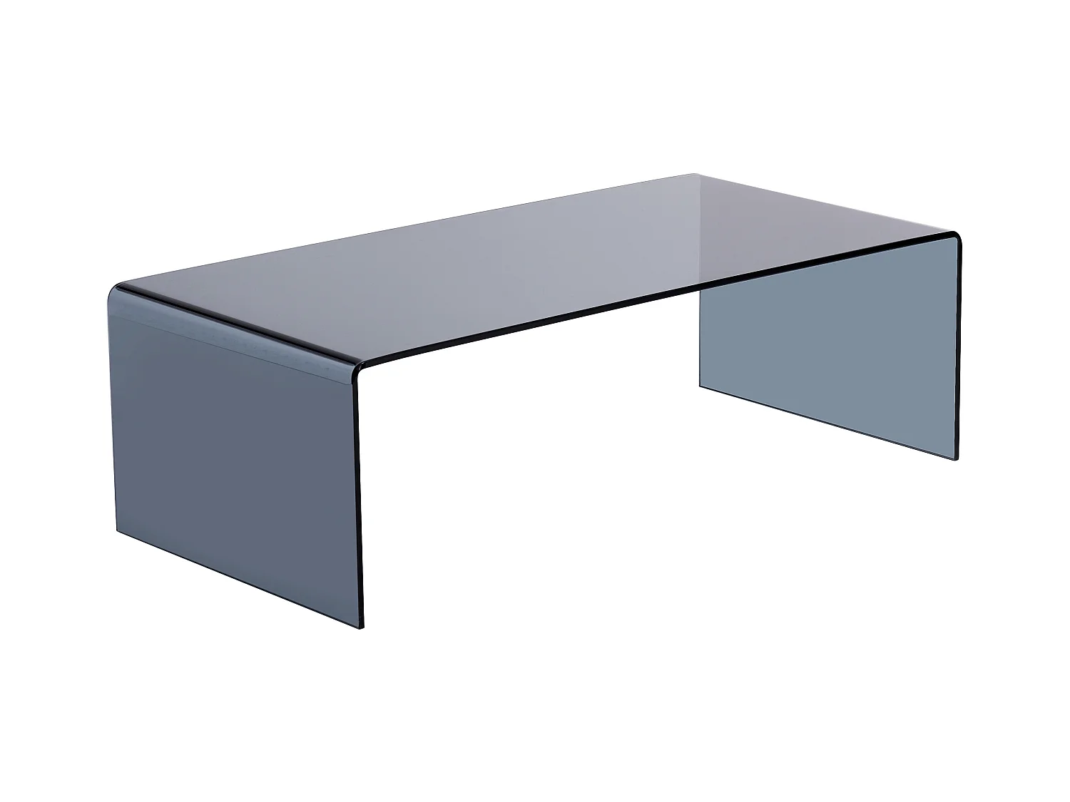 Mesa de centro de vidrio templado curvado y ahumado - Negro - ALONZO