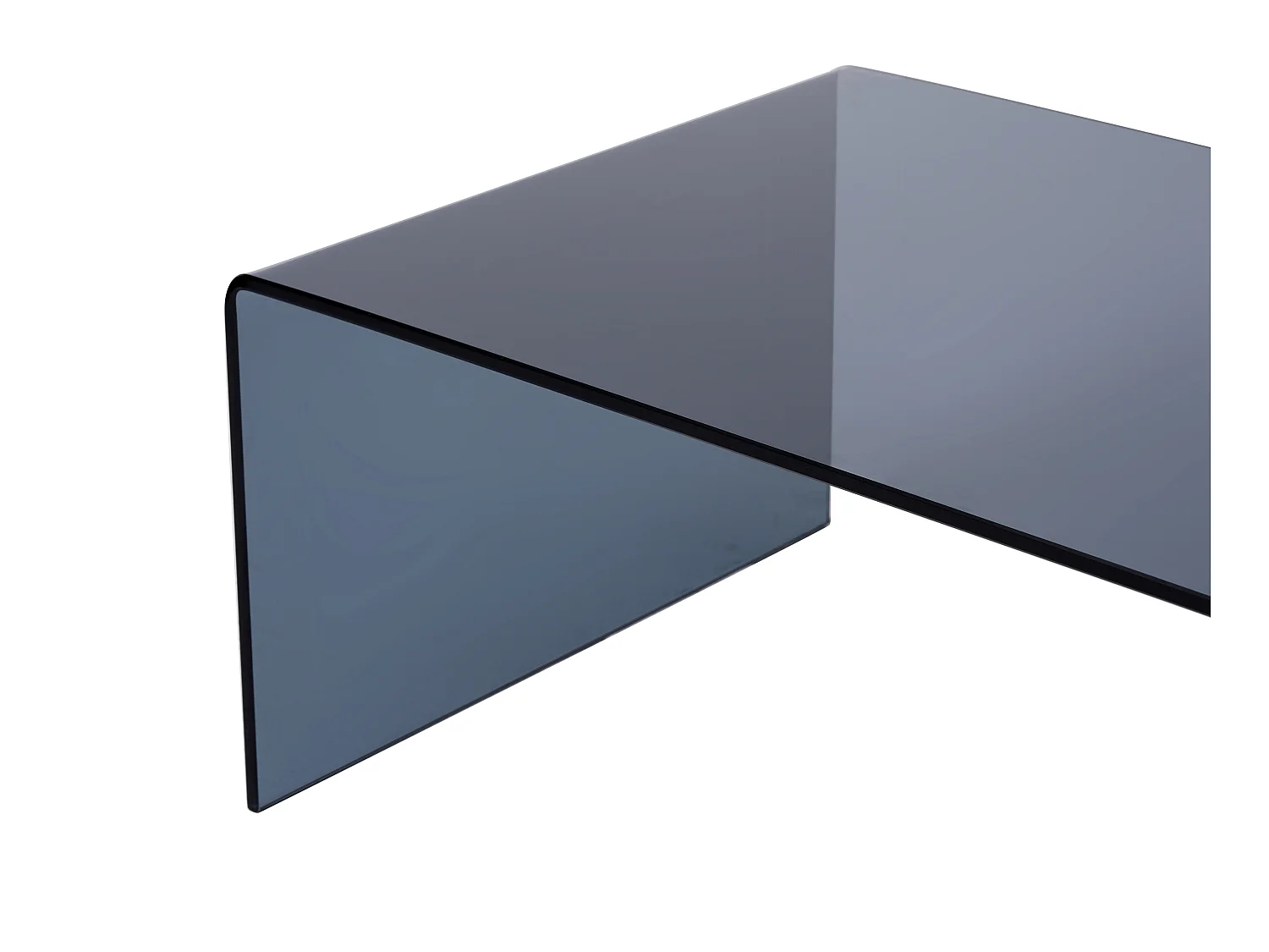 Mesa de centro de vidrio templado curvado y ahumado - Negro - ALONZO