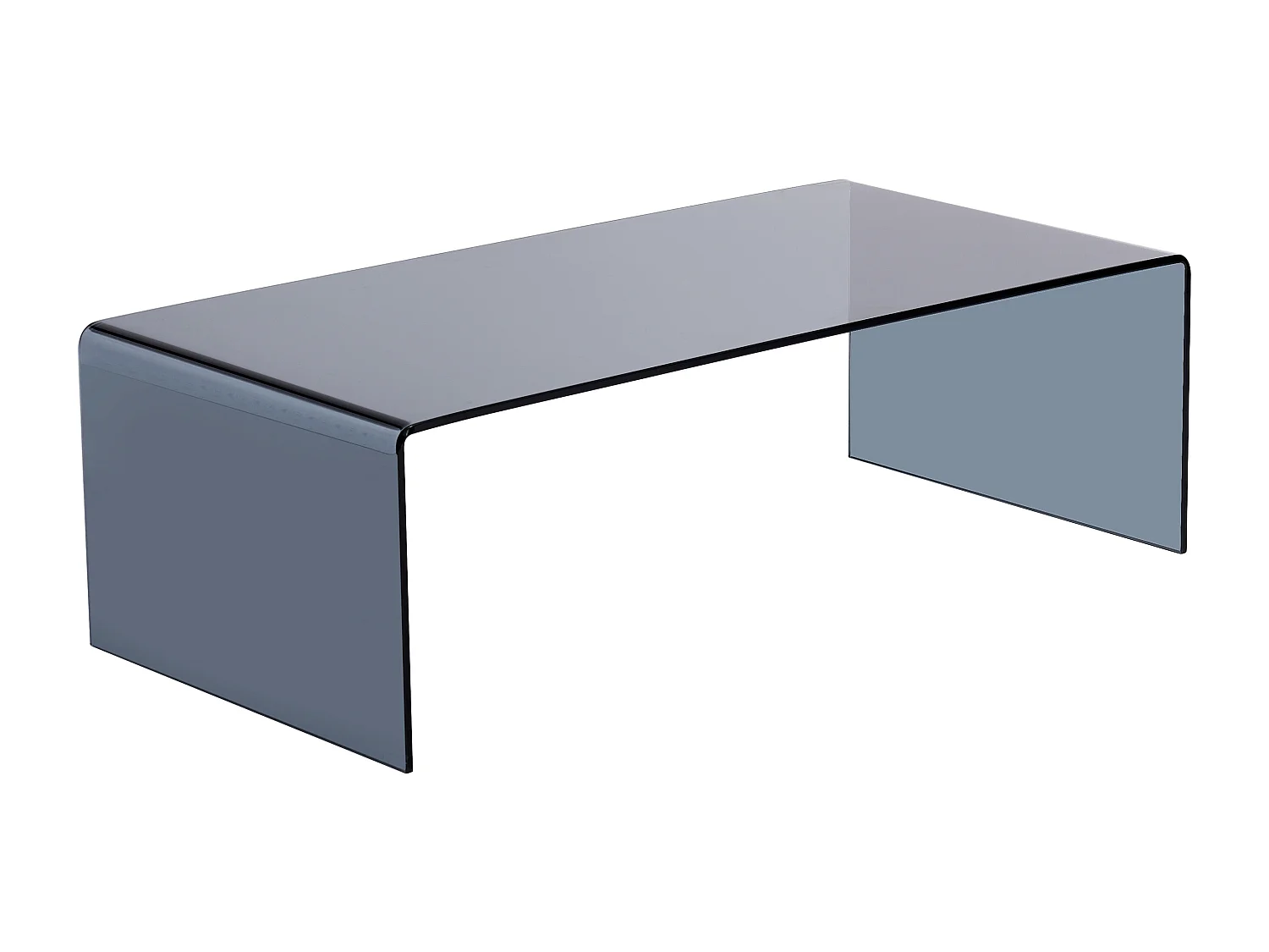 Böjt och rökfärgat härdat glasbord - Svart - ALONZO