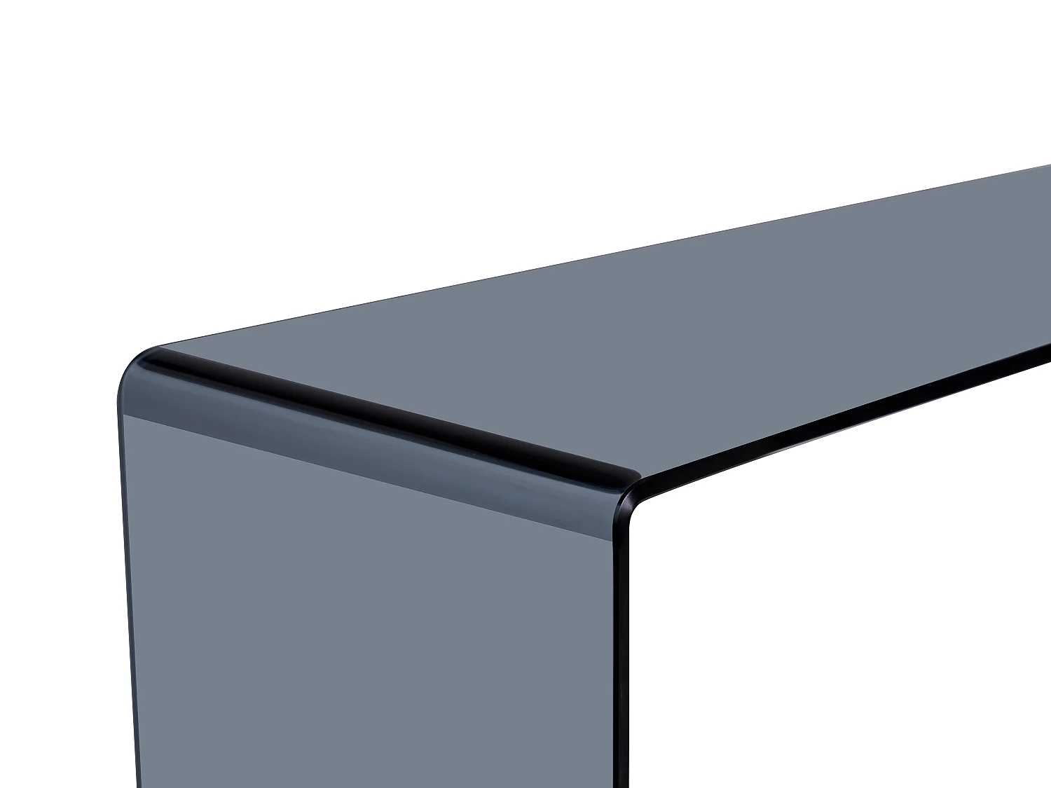 Console en verre trempé courbé et fumé - Noir - ALONZO