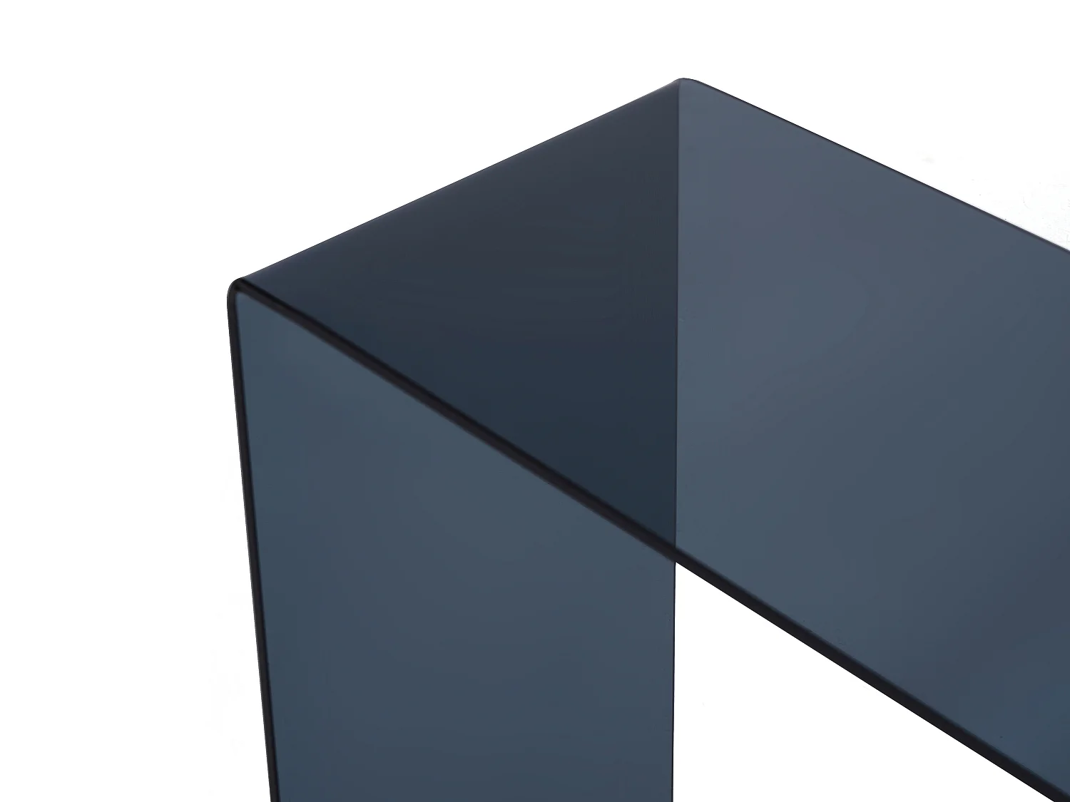 Console en verre trempé courbé et fumé - Noir - ALONZO