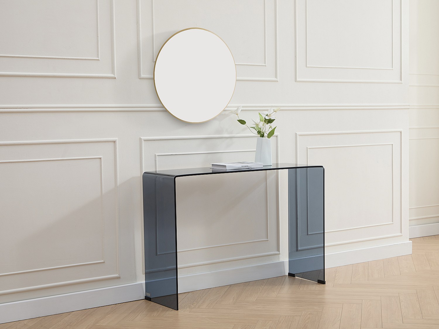 Wandkonsole - gebogenes getöntes Sicherheitsglas - Schwarz - ALONZO günstig online kaufen