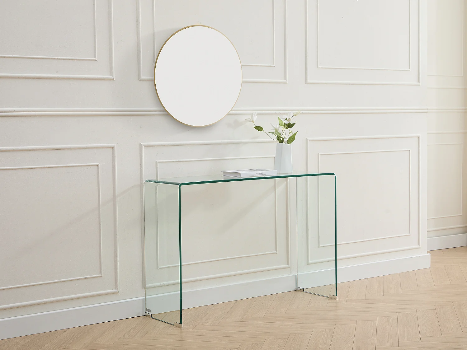 Console en verre trempé courbé - Transparent - ALONZO