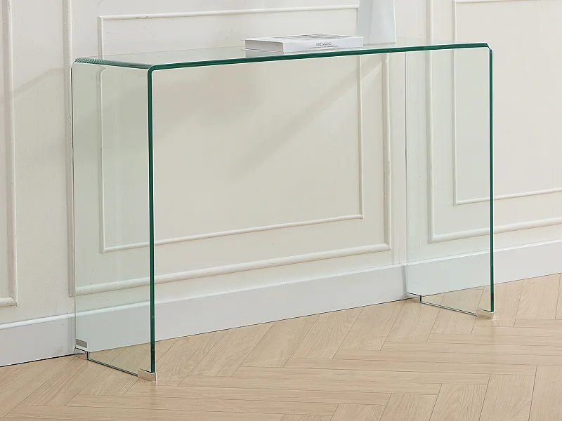 Console en verre trempé courbé - Transparent - ALONZO