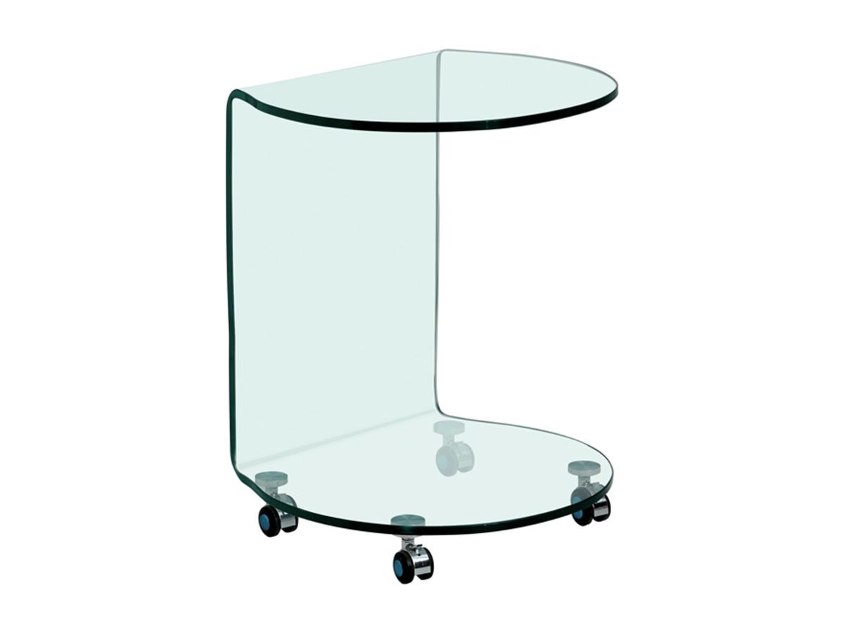 Beistelltisch mit Rollen - gebogenes Sicherheitsglas - Transparent - TILPY günstig online kaufen
