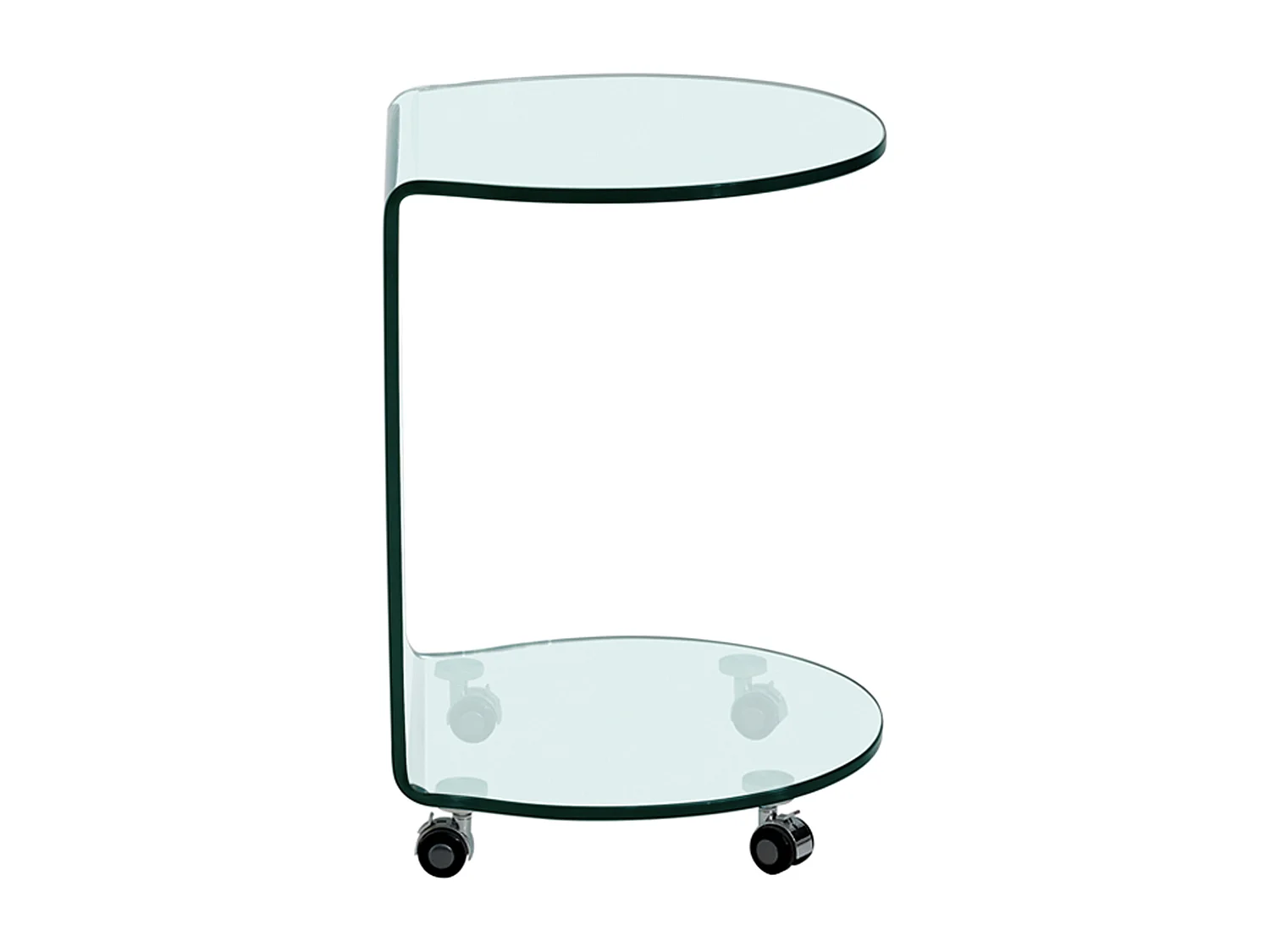 Table d'appoint à roulettes en verre trempé courbé - Transparent - TILPY