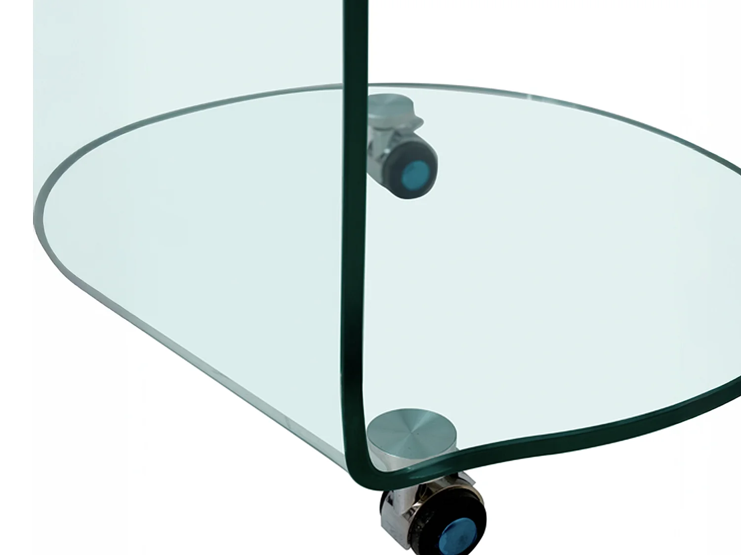 Table d'appoint à roulettes en verre trempé courbé - Transparent - TILPY