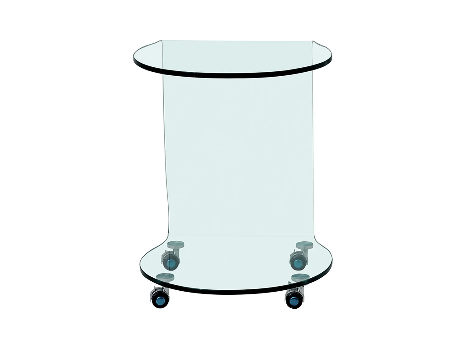 Mesa auxiliar con ruedas de vidrio templado curvado - Transparente - TILPY