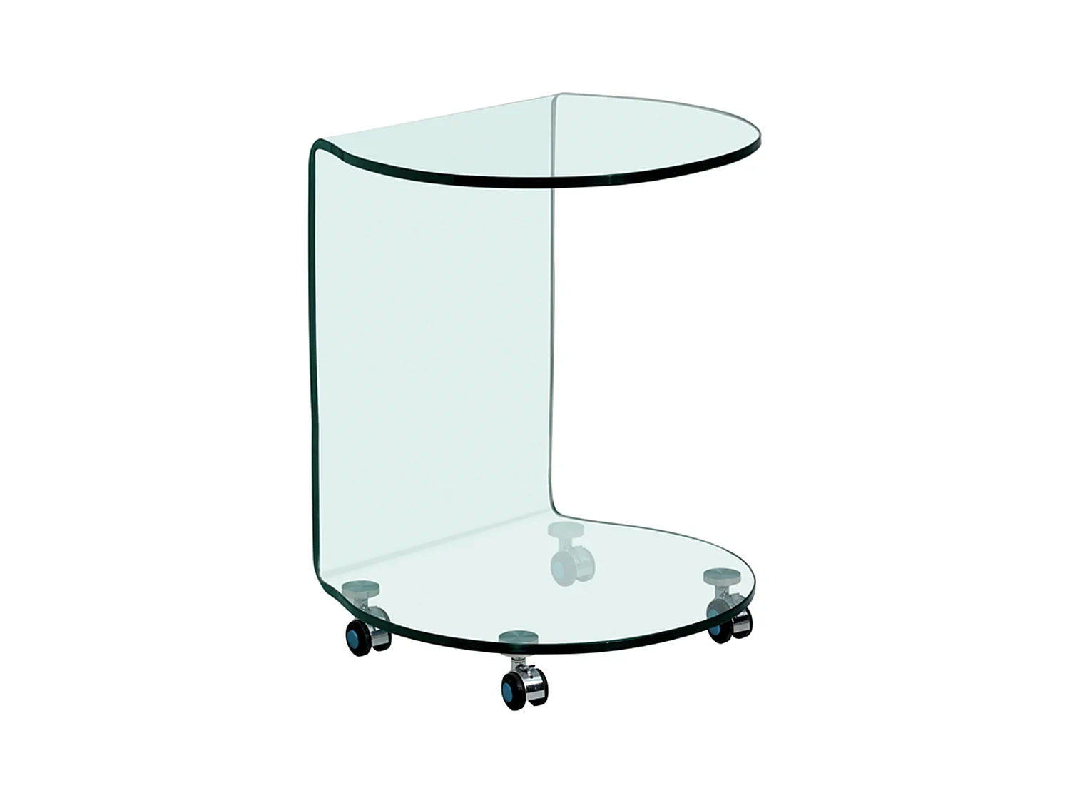 Mesa auxiliar con ruedas de vidrio templado curvado - Transparente - TILPY