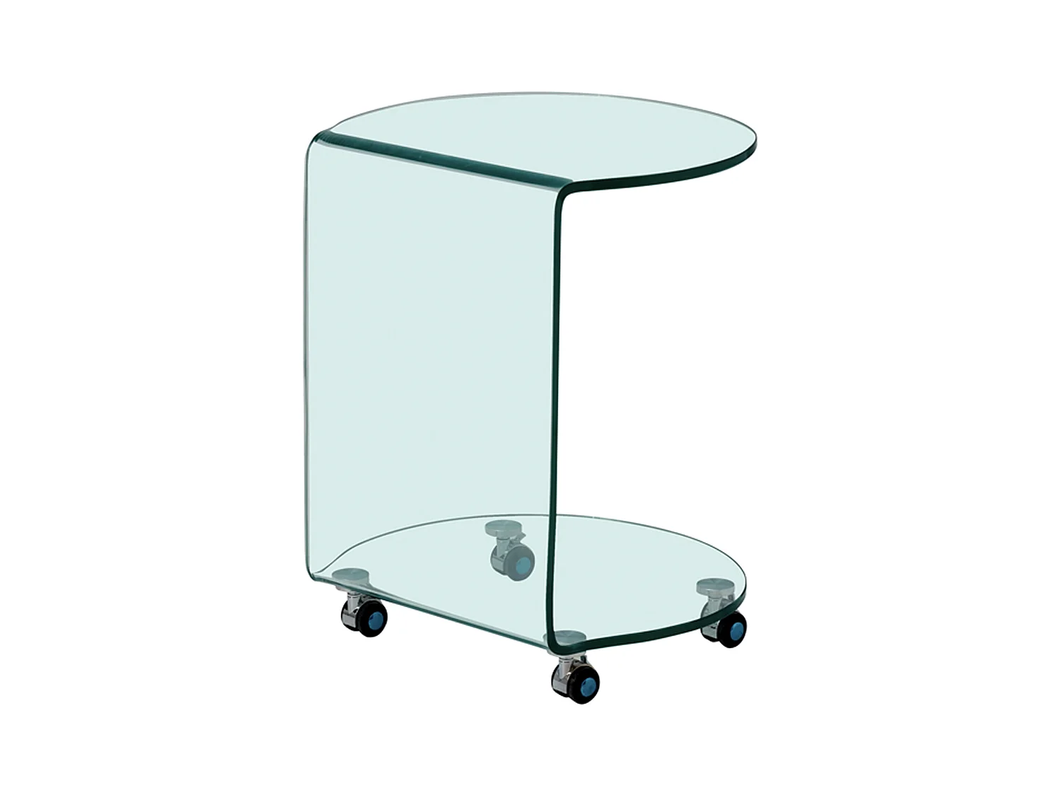 Mesa auxiliar con ruedas de vidrio templado curvado - Transparente - TILPY