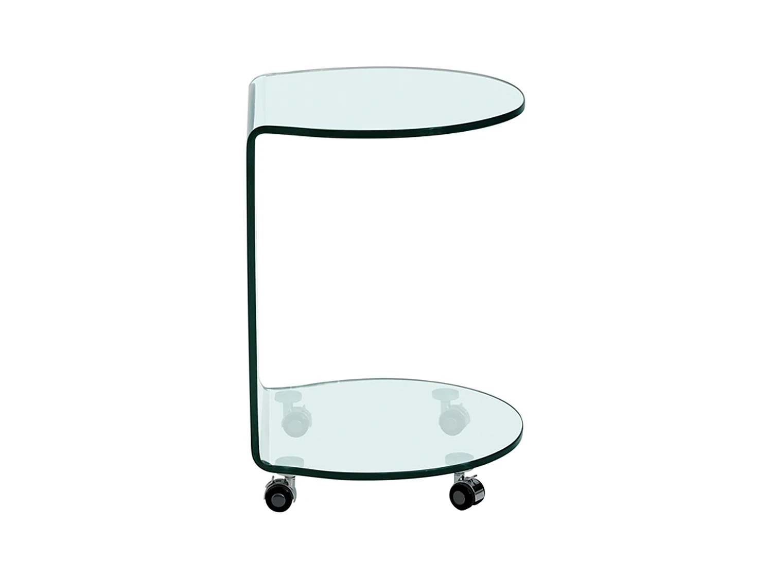 Mesa auxiliar con ruedas de vidrio templado curvado - Transparente - TILPY