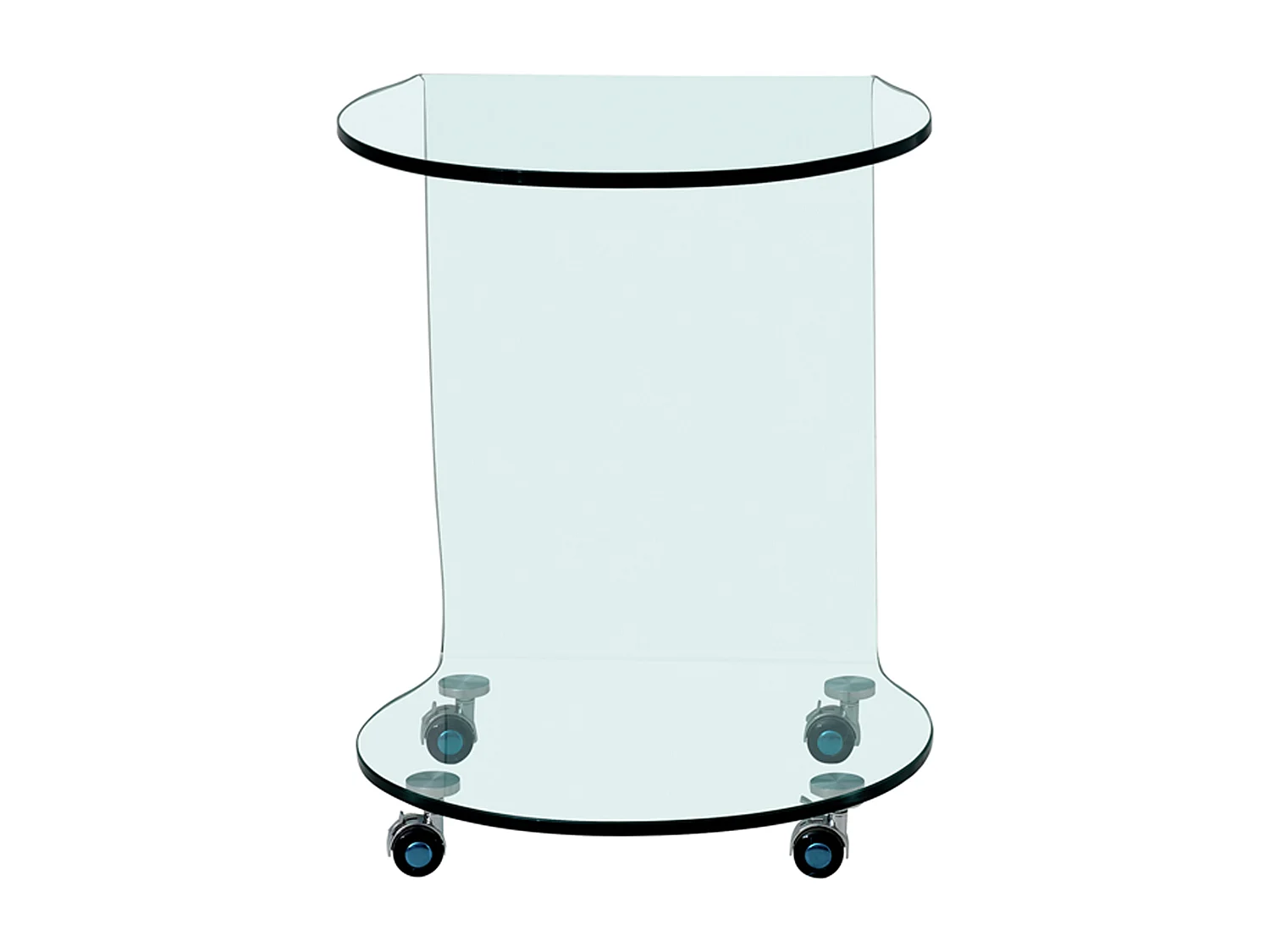 Table d'appoint à roulettes en verre trempé courbé - Transparent - TILPY