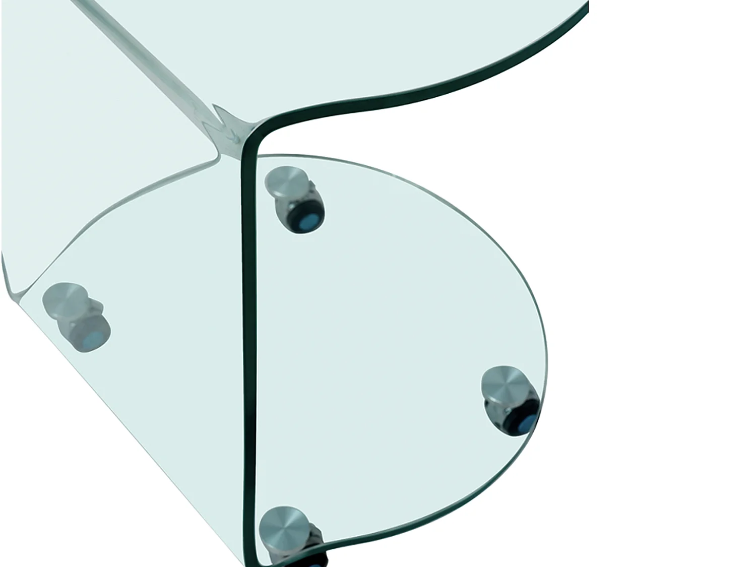 Table d'appoint à roulettes en verre trempé courbé - Transparent - TILPY