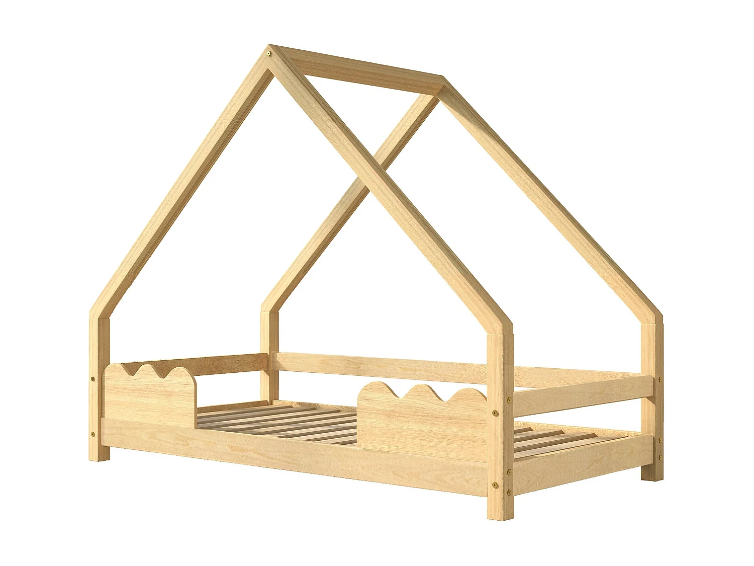 Lit d'enfant 90x200cm, avec protection contre les chutes, en bois massif naturel