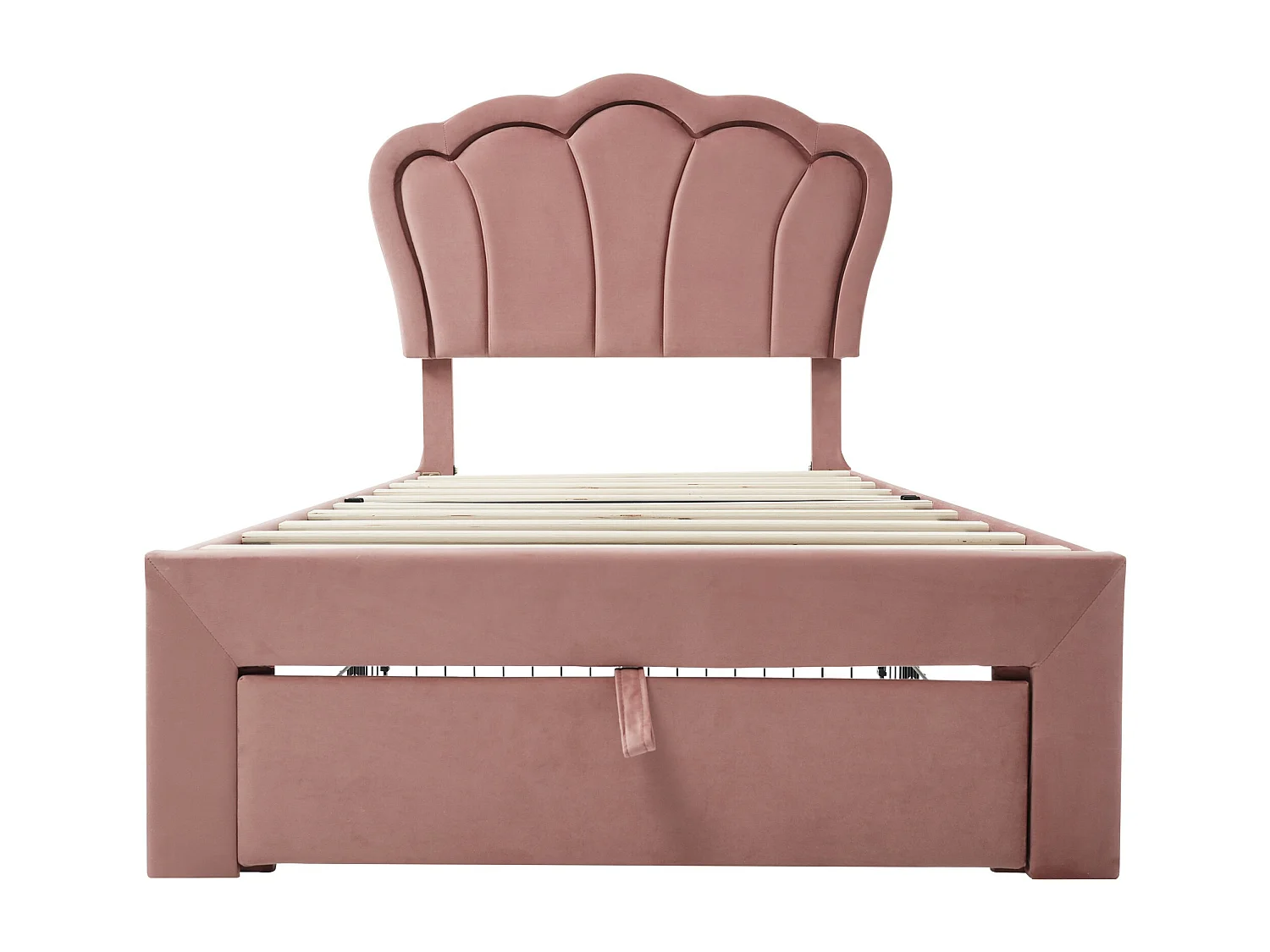 LED-Kinderbett Single 90 x 190 cm, Polsterbett mit Schubladen APP-Control LED ,Velvet pink.