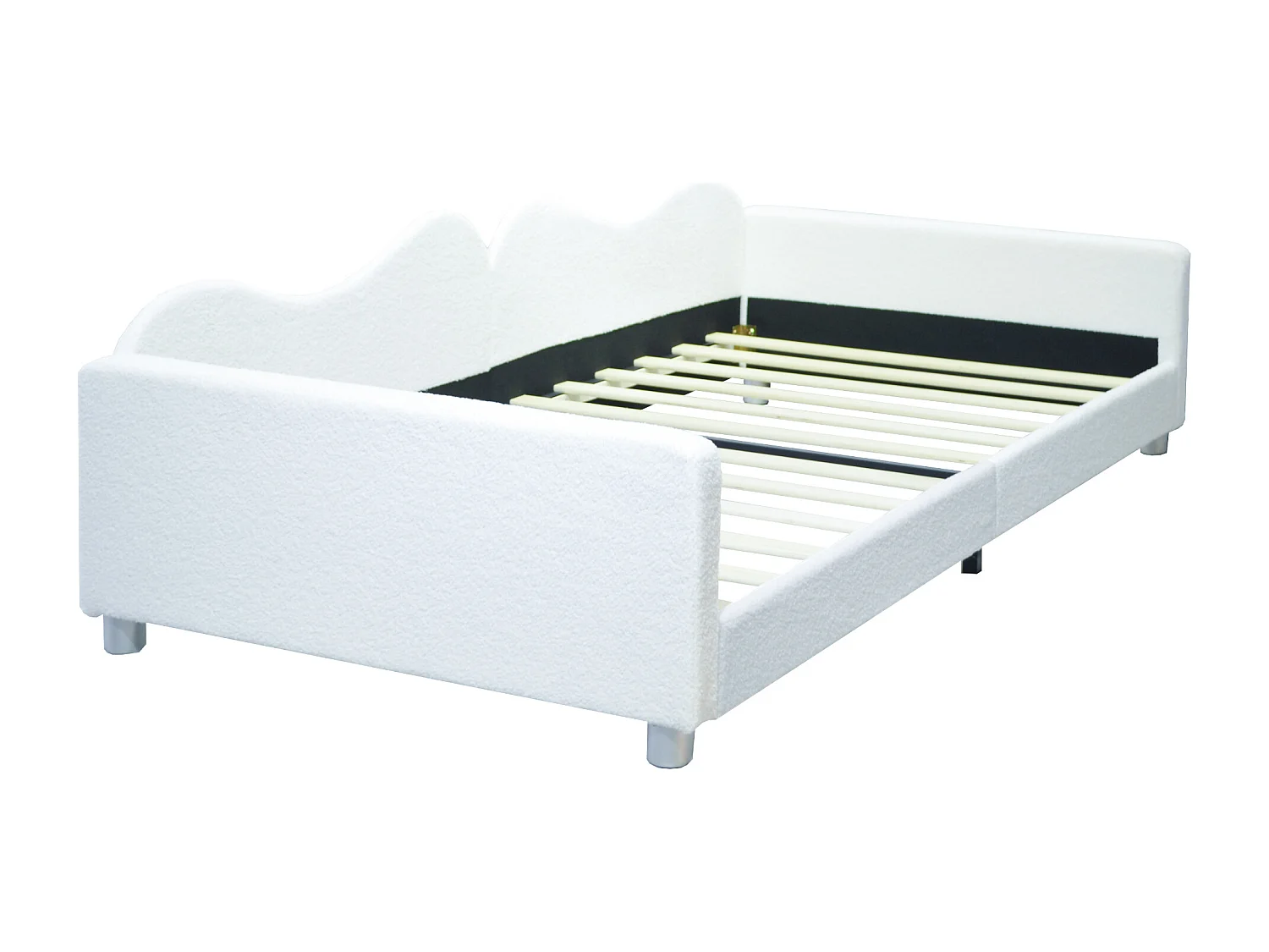 Cama acolchoada para adulto 180 x 579 cm, sem cabeceira, com faixa LED (monocromática), base com suspensão hidráulica, bege.