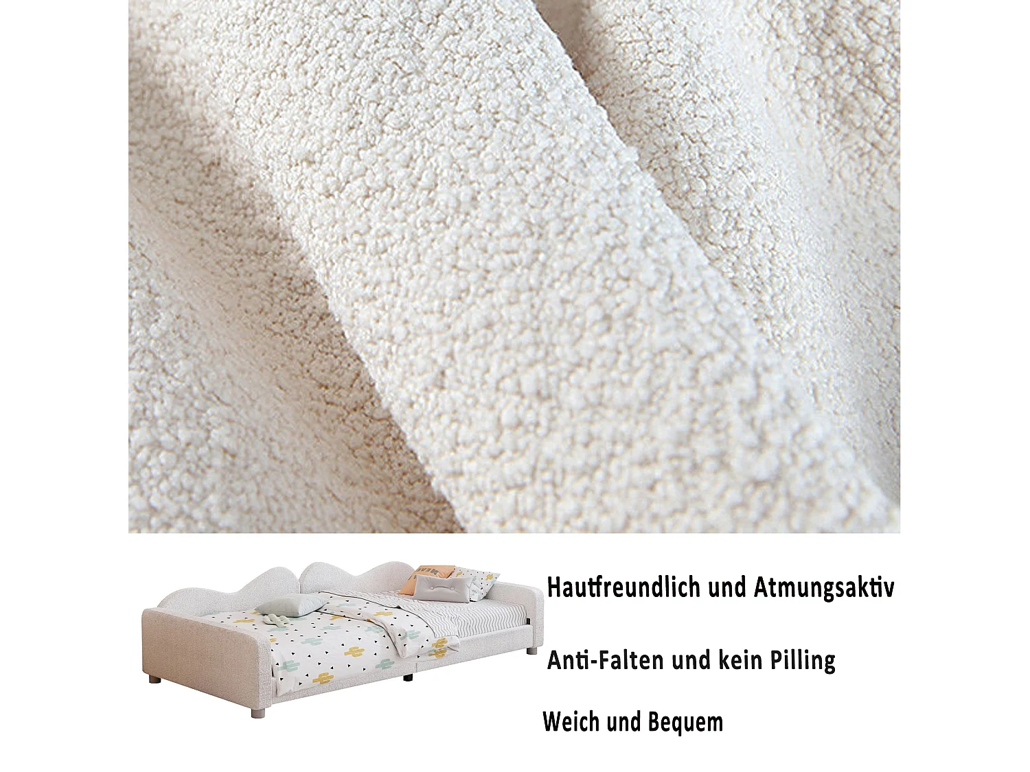 Cama acolchoada para adulto 180 x 579 cm, sem cabeceira, com faixa LED (monocromática), base com suspensão hidráulica, bege.