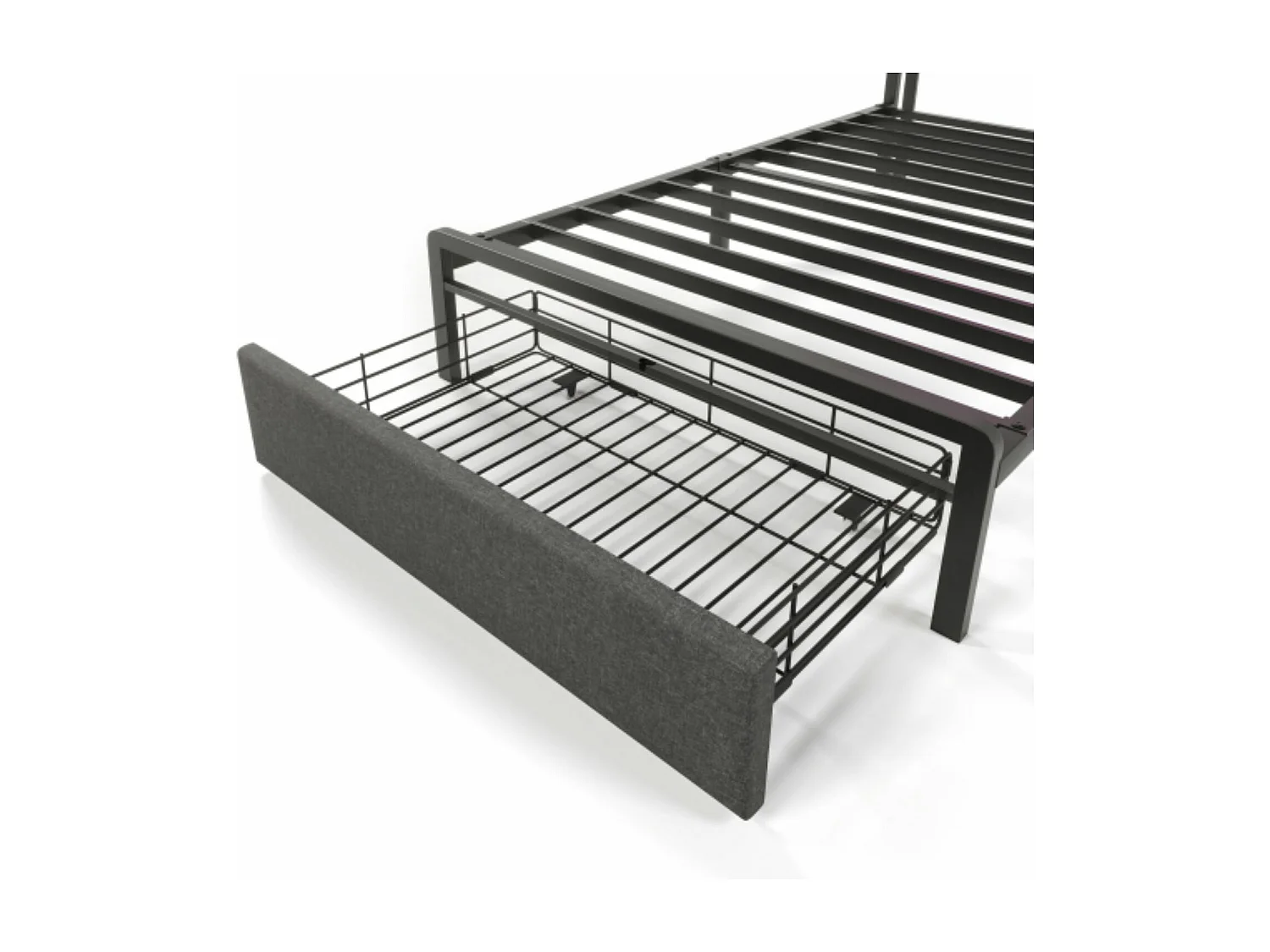 Avec fonction de recharge USB Type C et éclairage LED, cadre de lit de rangement 90 x 200, gris.