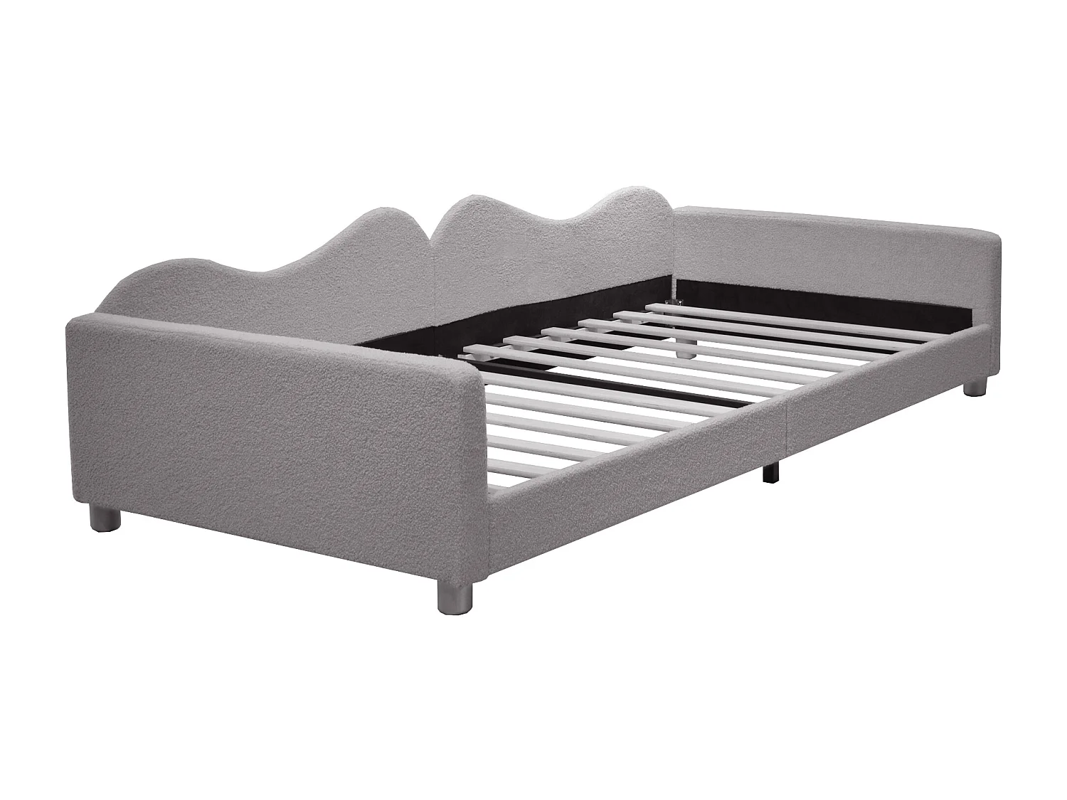 Cama infantil, Sofabed 90*200 cm, somier en tejido osito, con respaldo y reposabrazos, gris