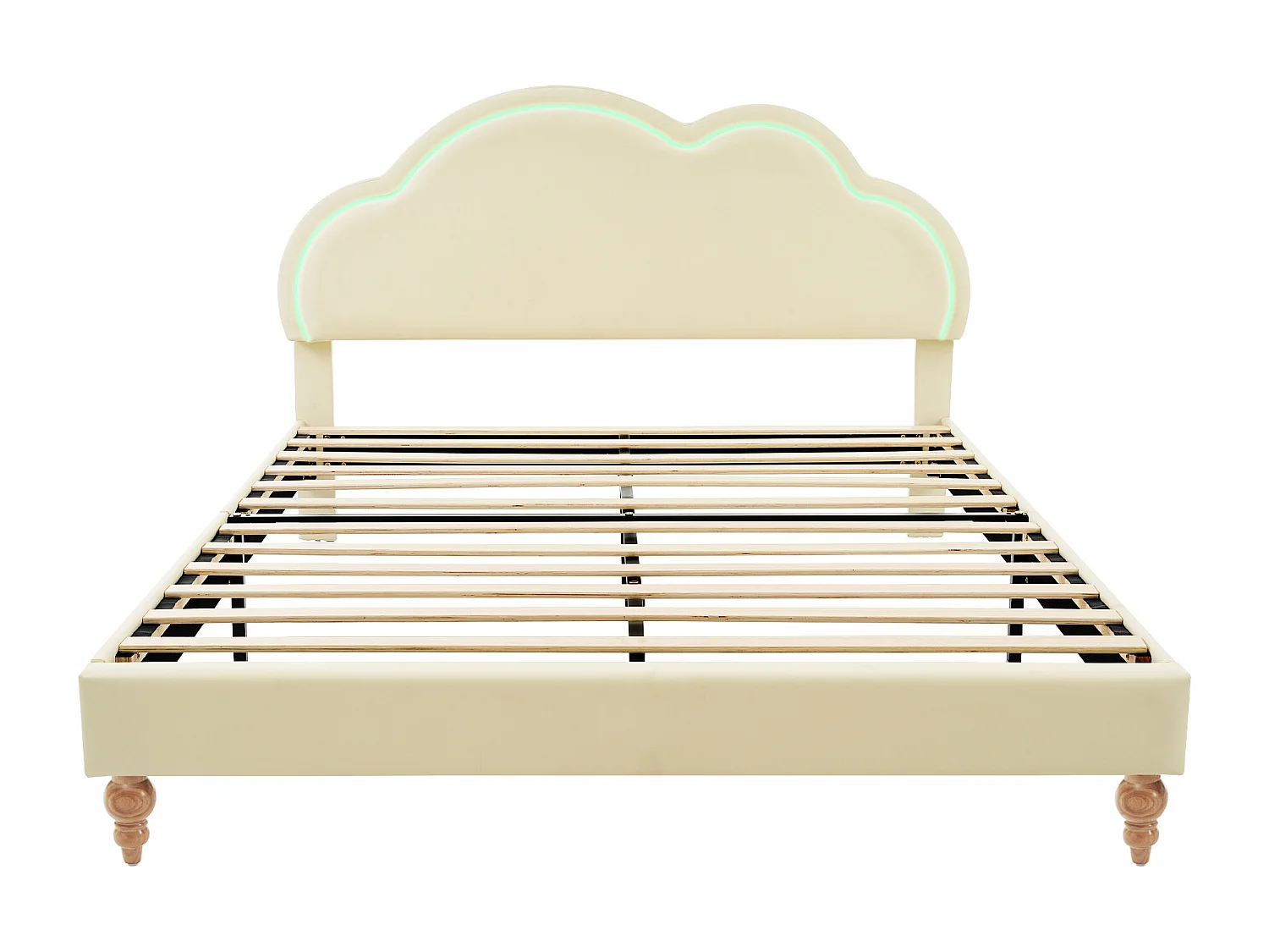 Lit double pour enfants 160 x 200 cm, avec LED, couleur crème, PU