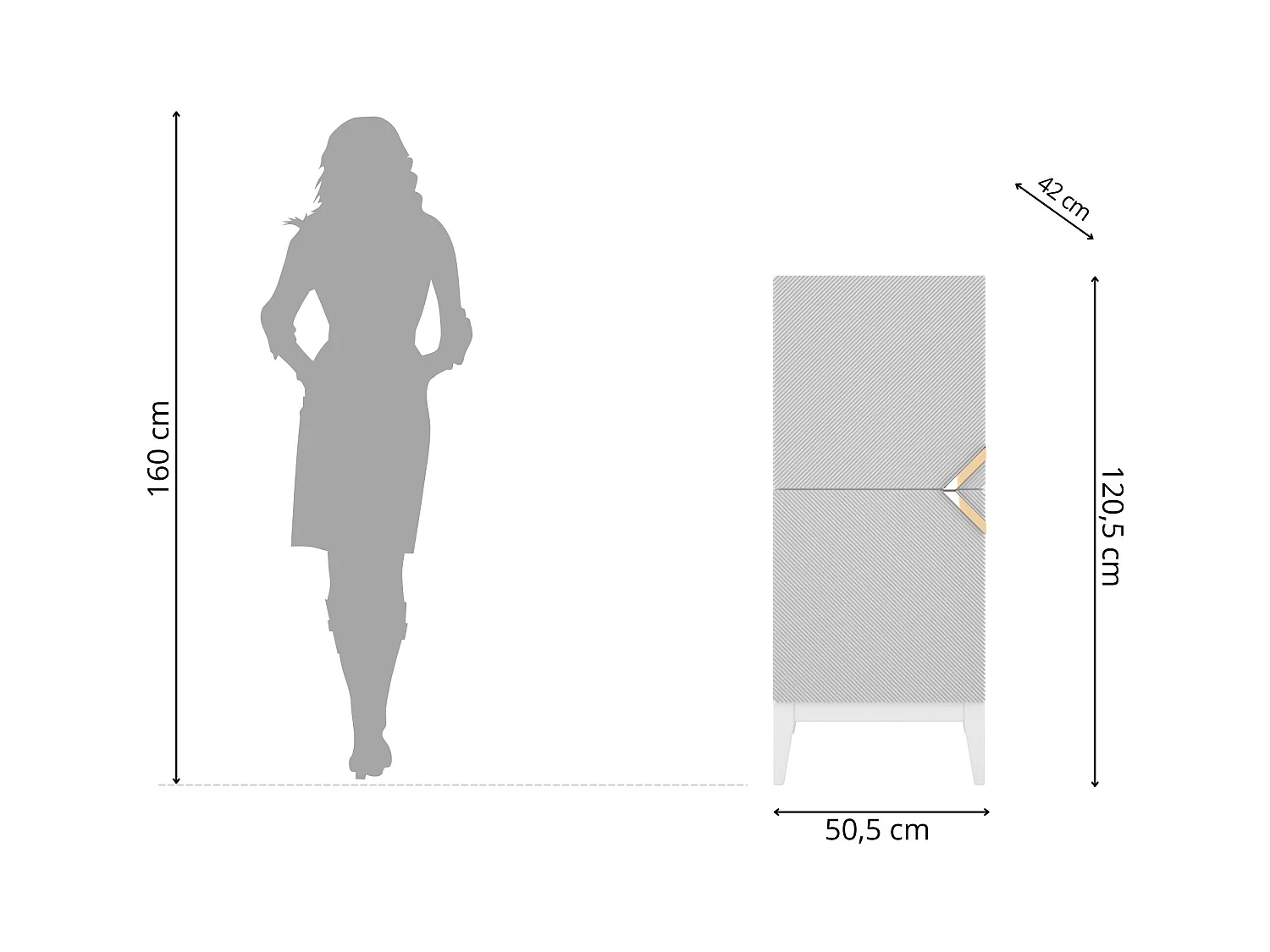 Drewniana komoda Visby DEMI HIGH 2D / biały + białe nogi