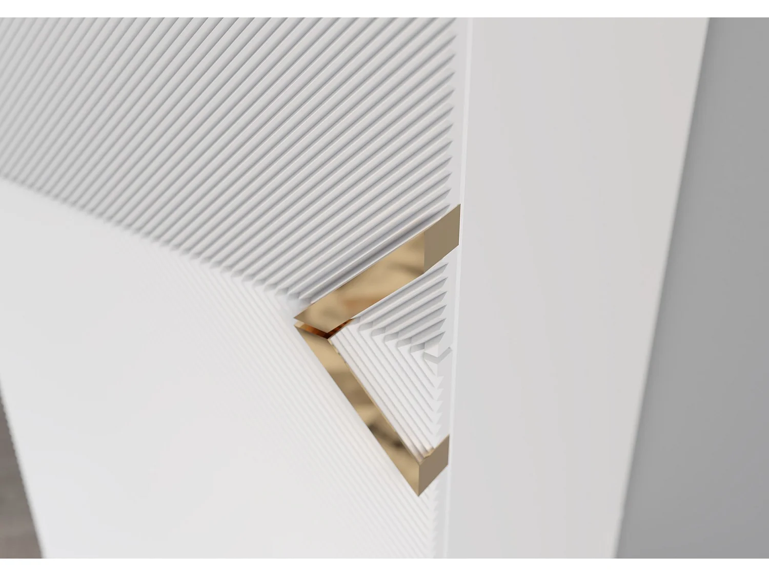 Highboard Demi 2d high, weiß-gold, mit gefrästen fronten, massive buche