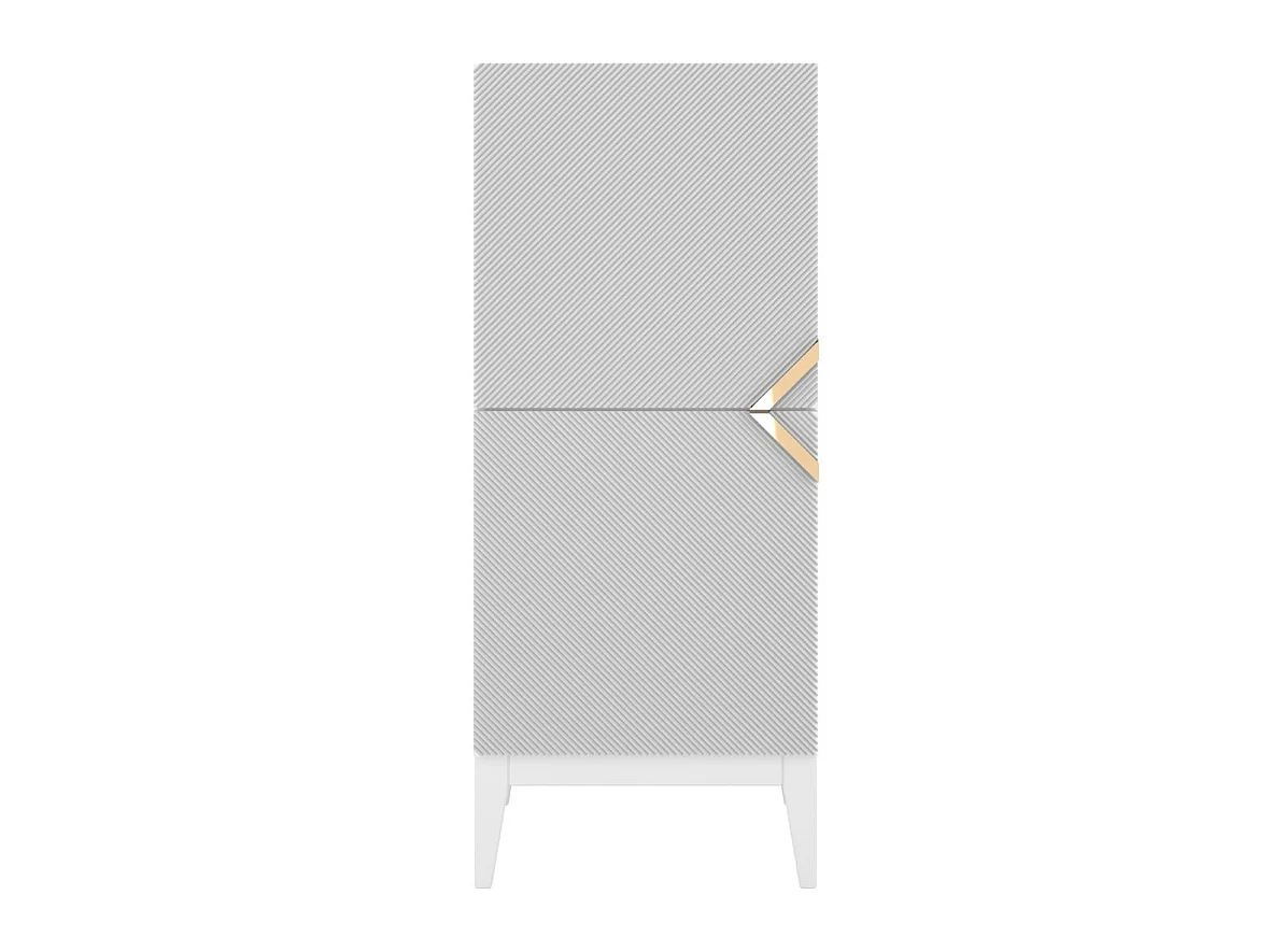 Highboard Demi 2d high, weiß-gold, mit gefrästen fronten, massive buche