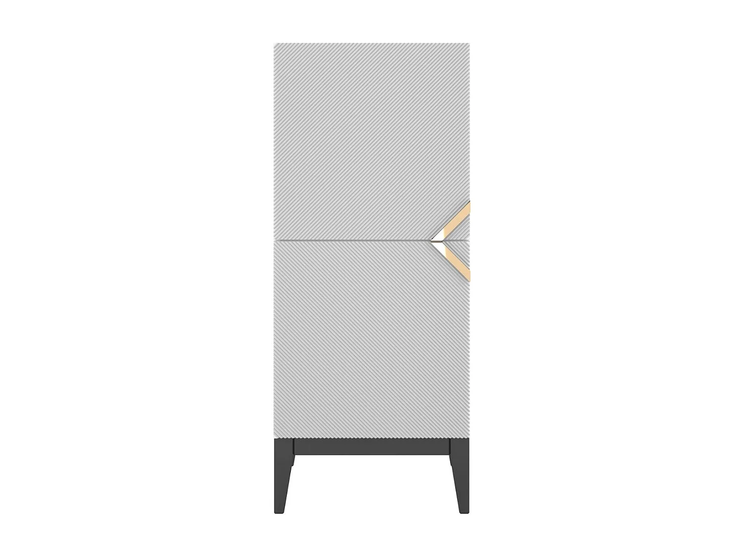 Highboard Demi 2d high, weiß-schwarz-gold, mit gefrästen fronten, massive buche