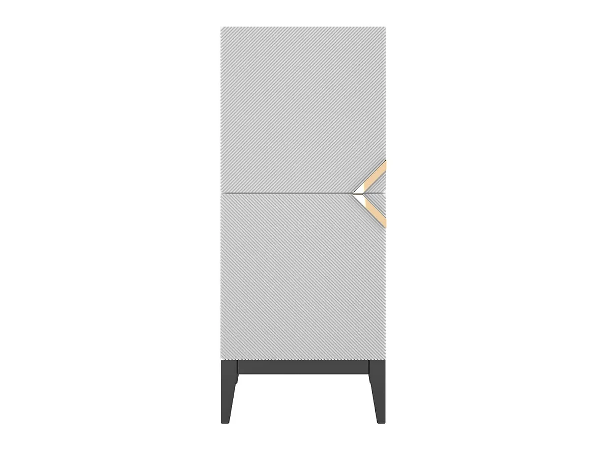 Highboard Demi 2d high, weiß-schwarz-gold, mit gefrästen fronten, massive buche