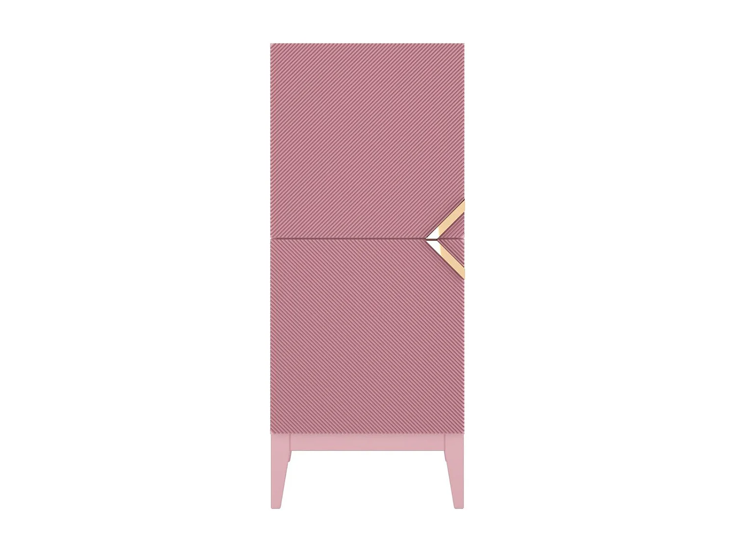Highboard Demi 2d high, pink-gold, mit gefrästen fronten, massive buche
