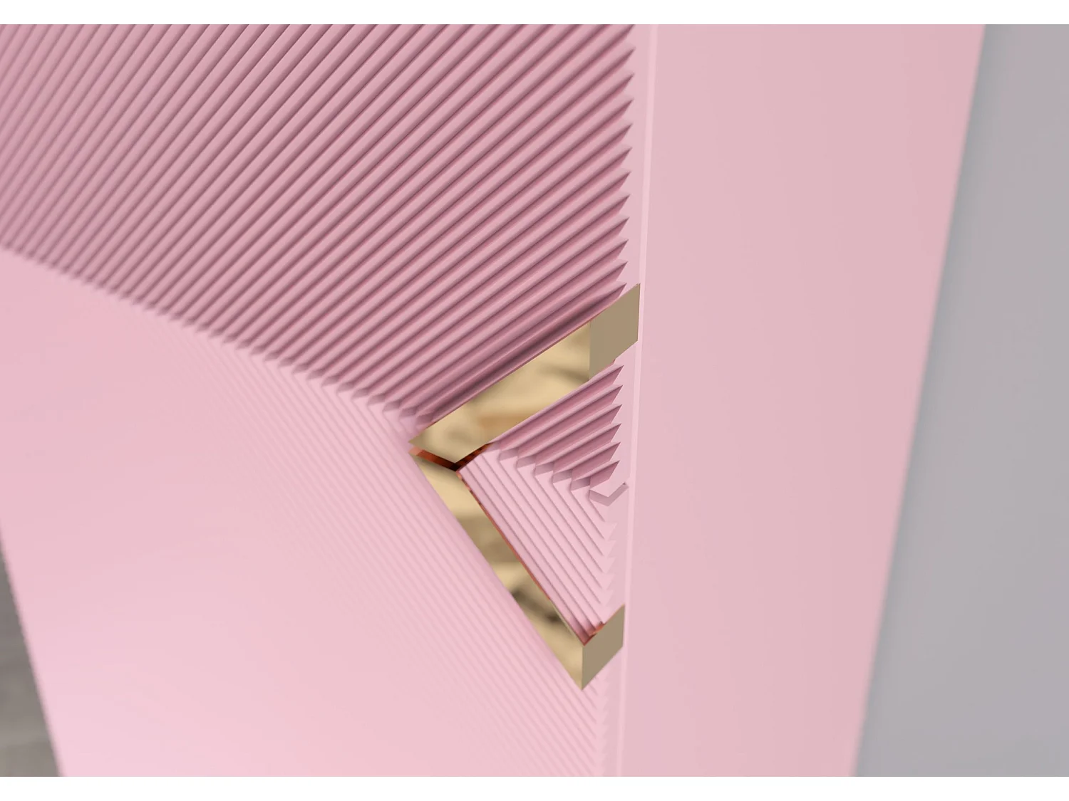 Highboard Demi 2d high, pink-gold, mit gefrästen fronten, massive buche