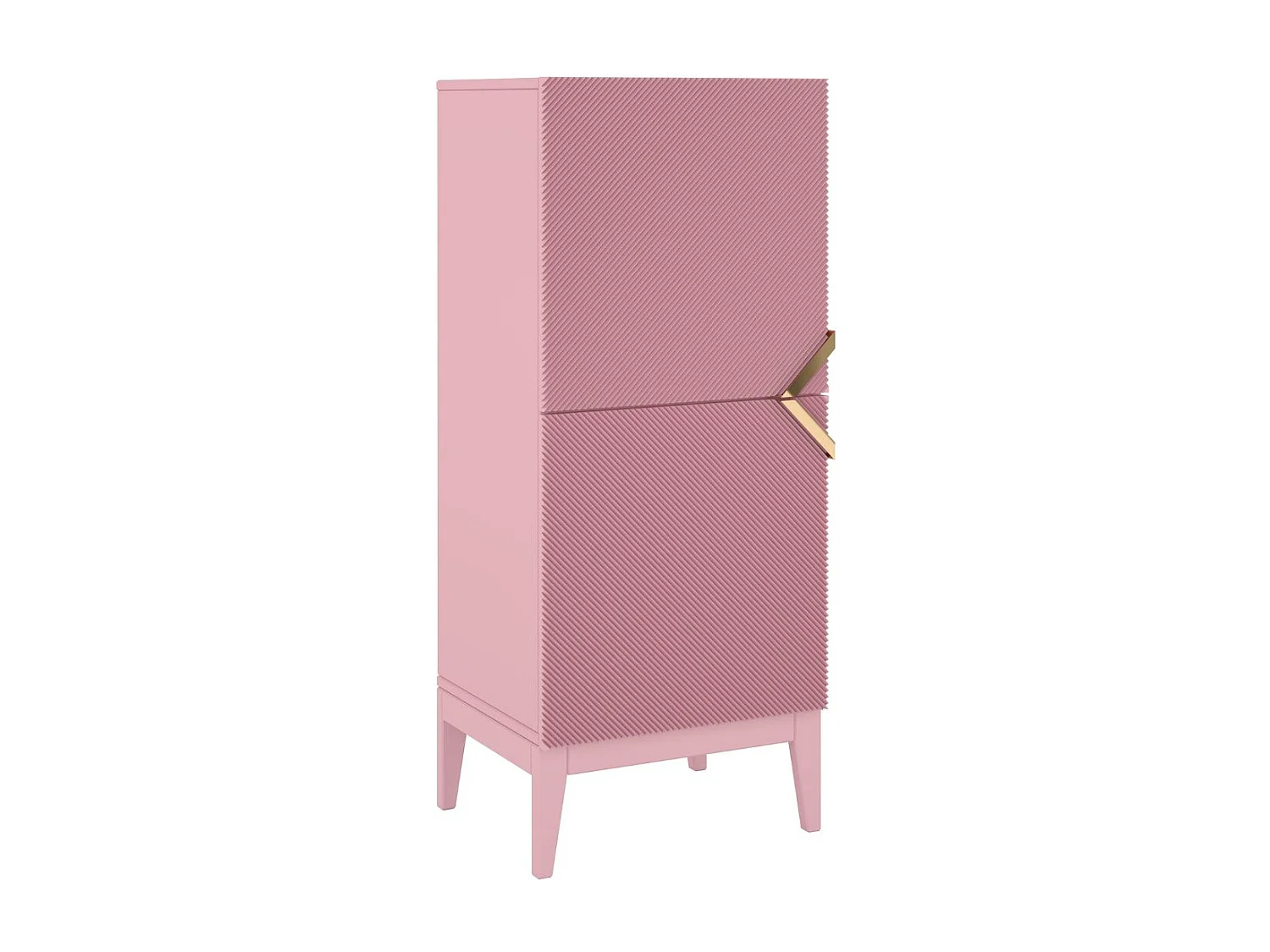 Highboard Demi 2d high, pink-gold, mit gefrästen fronten, massive buche