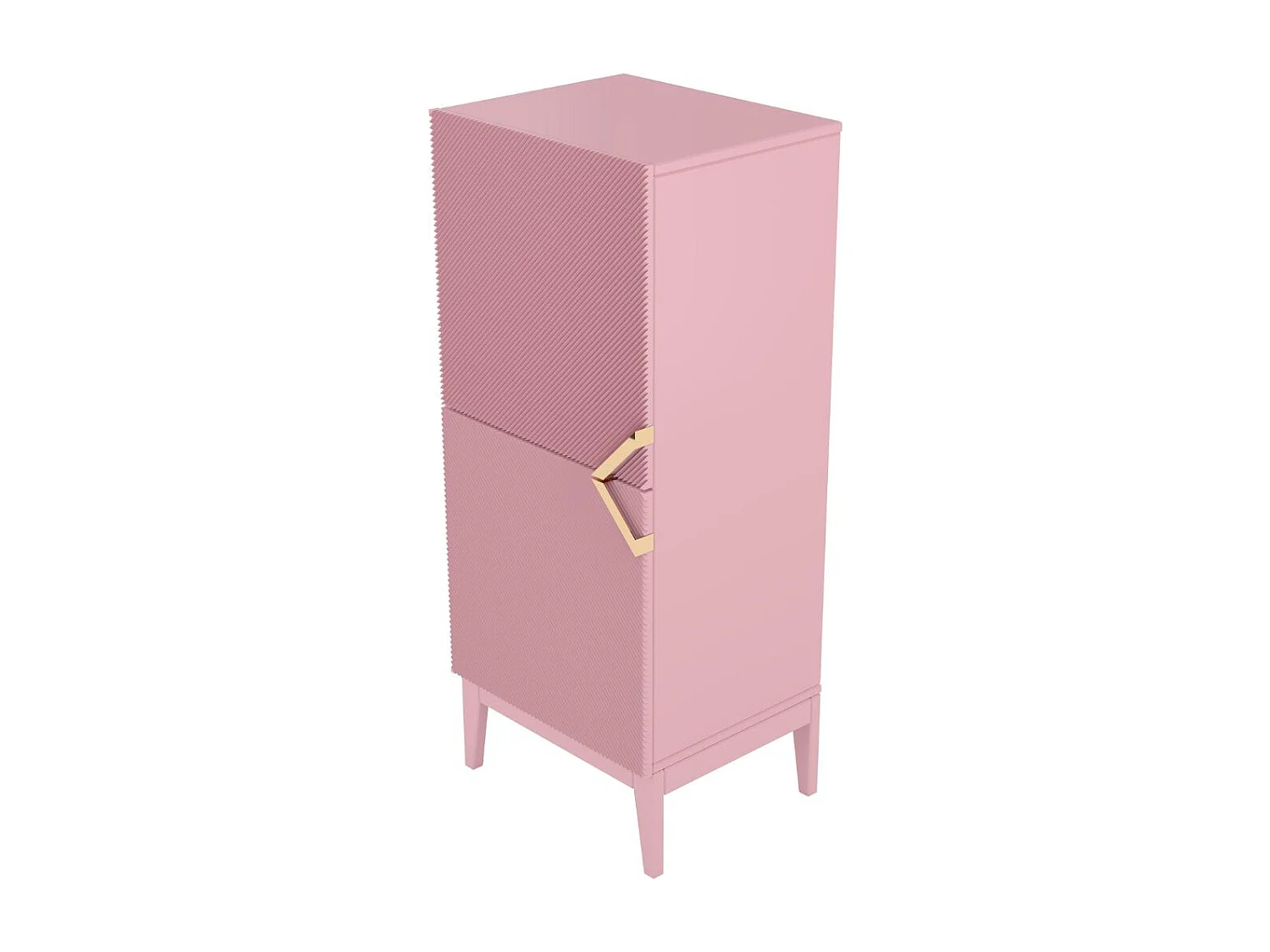Highboard Demi 2d high, pink-gold, mit gefrästen fronten, massive buche