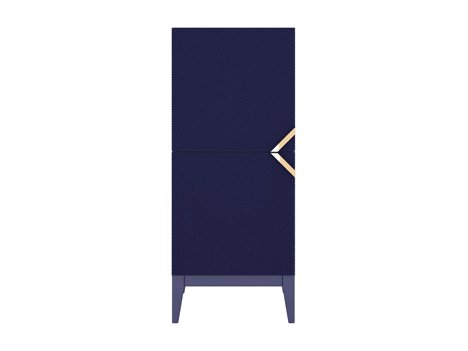 Highboard Demi 2d high, marinblau-gold, mit gefrästen fronten, massive buche