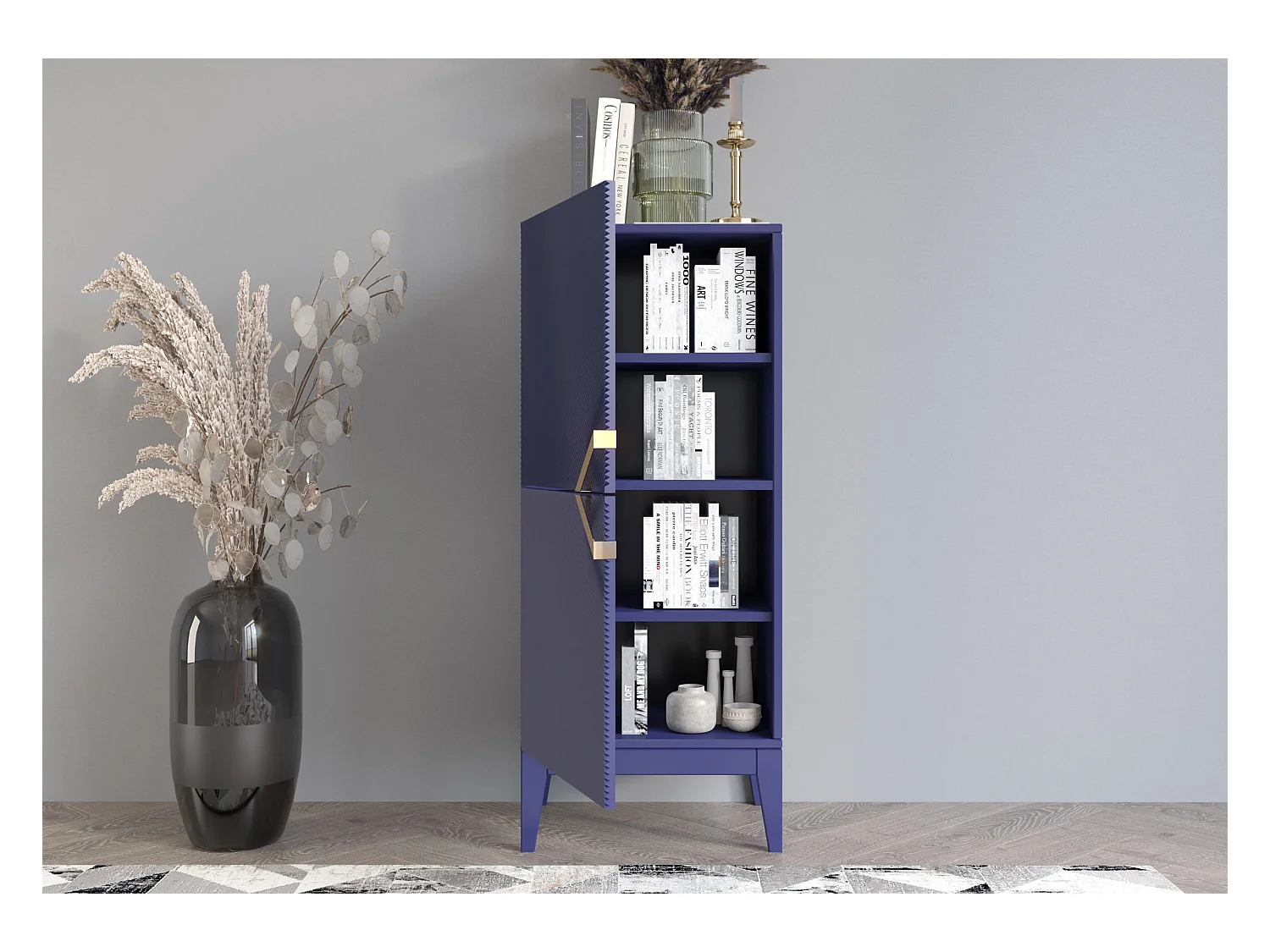 Drewniana komoda Visby DEMI HIGH 2D / kolor granat