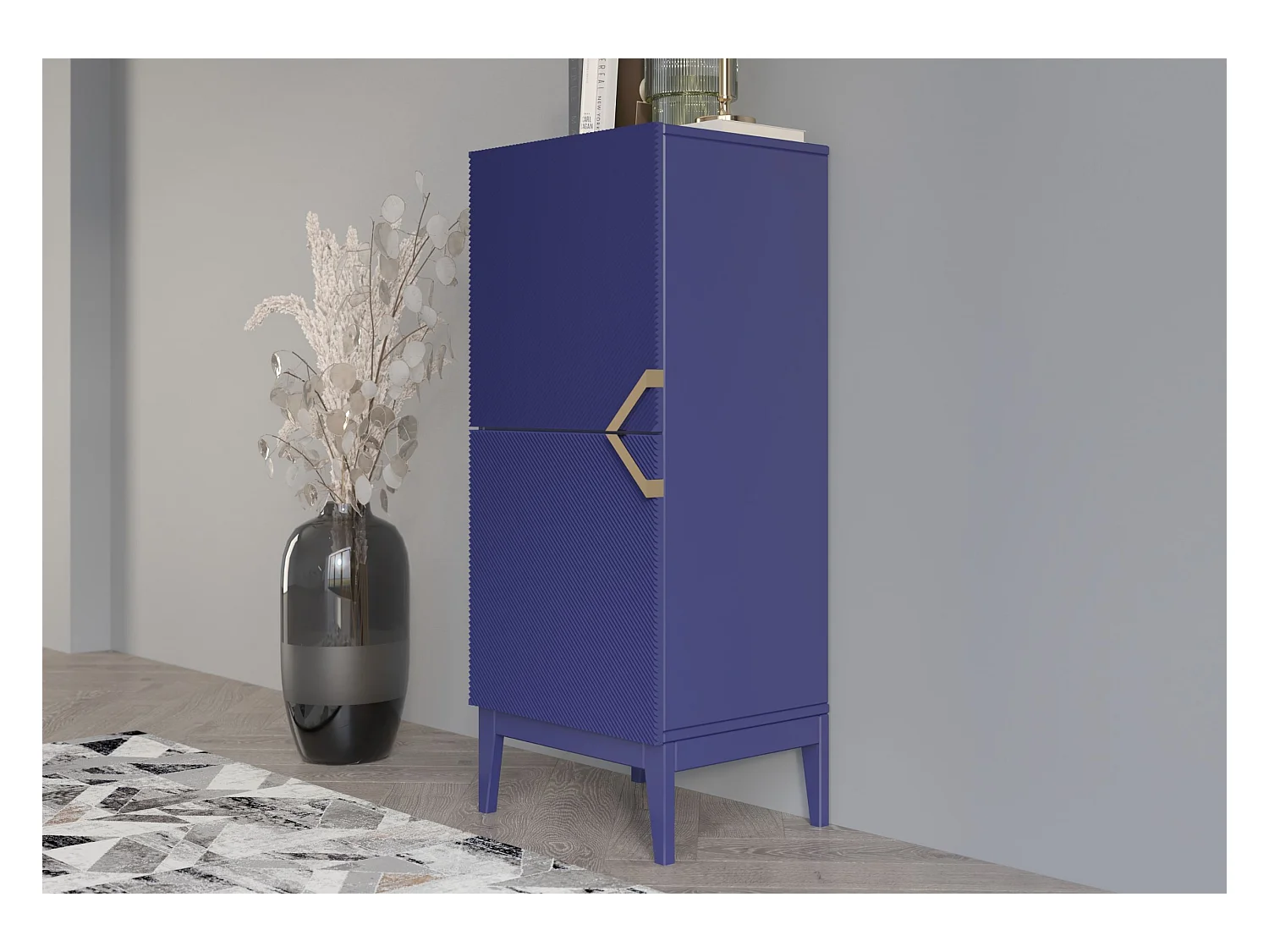 Drewniana komoda Visby DEMI HIGH 2D / kolor granat