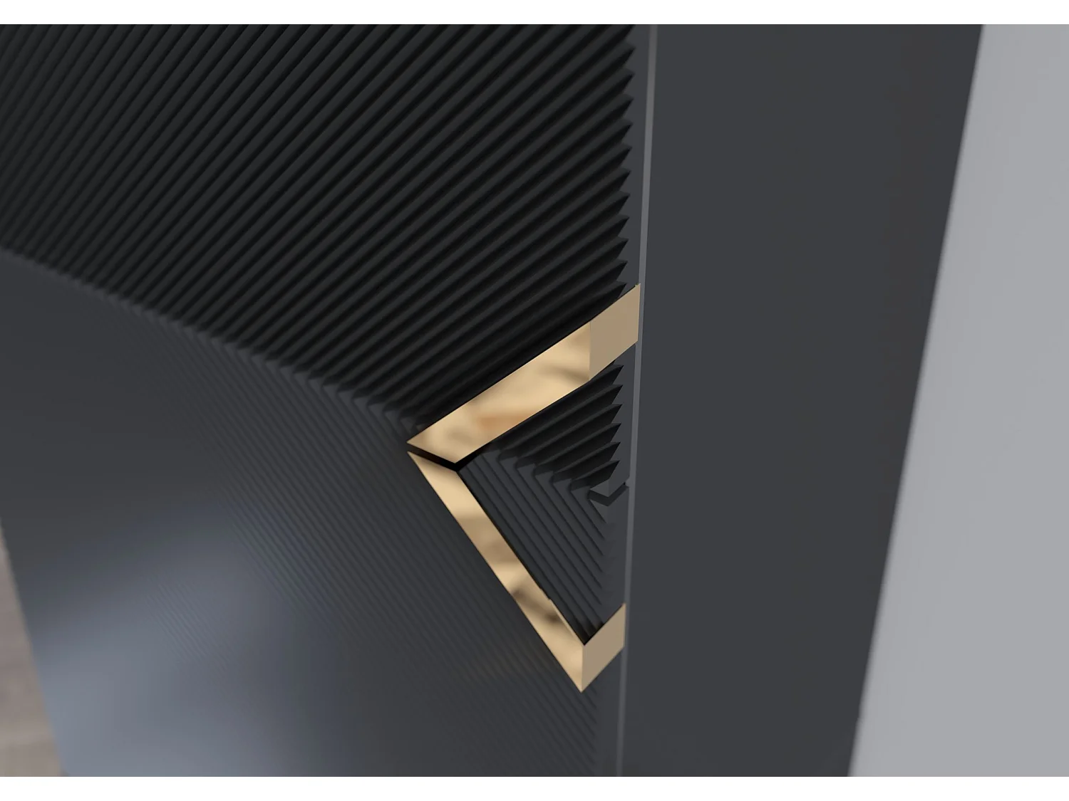 Highboard Demi 2d high, schwarz-gold, mit gefrästen fronten, massive buche