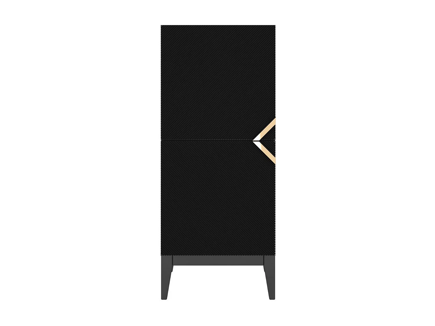 Highboard Demi 2d high, schwarz-gold, mit gefrästen fronten, massive buche