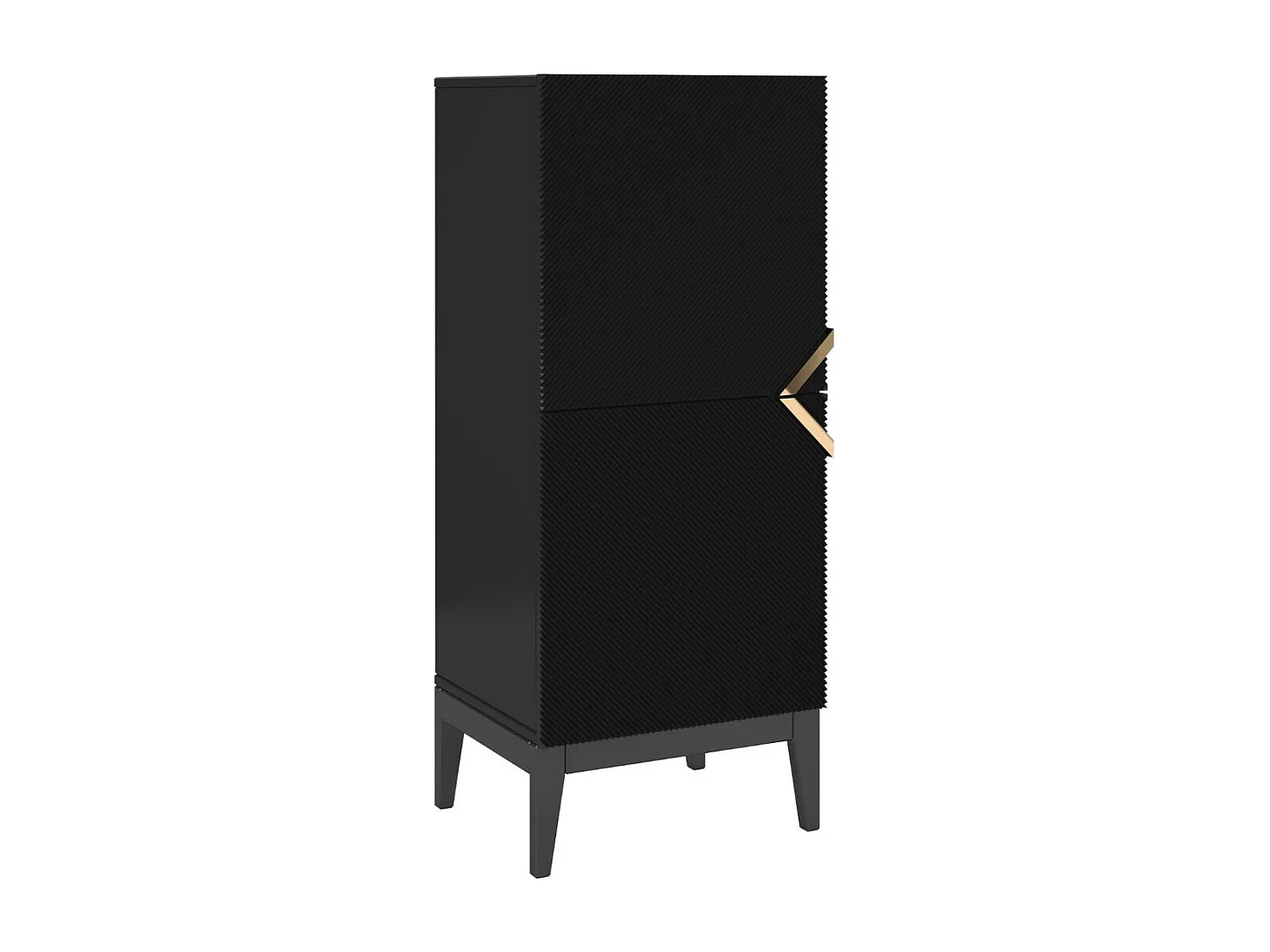 Highboard Demi 2d high, schwarz-gold, mit gefrästen fronten, massive buche