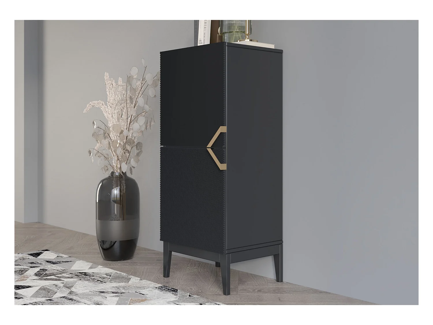 Buffet haute en bois DEMI HIGH 2D/ noire / 50 cm