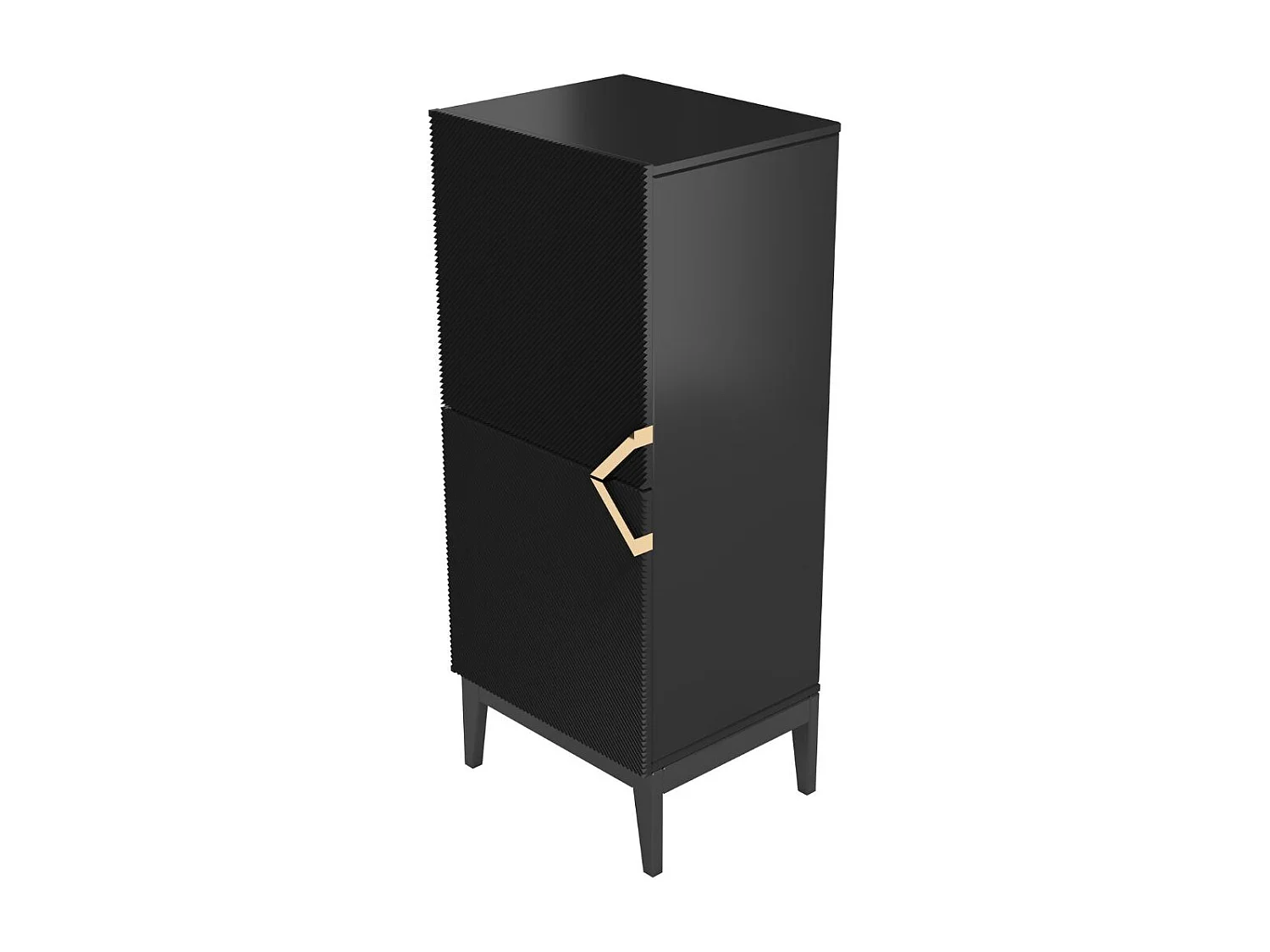 Highboard Demi 2d high, schwarz-gold, mit gefrästen fronten, massive buche