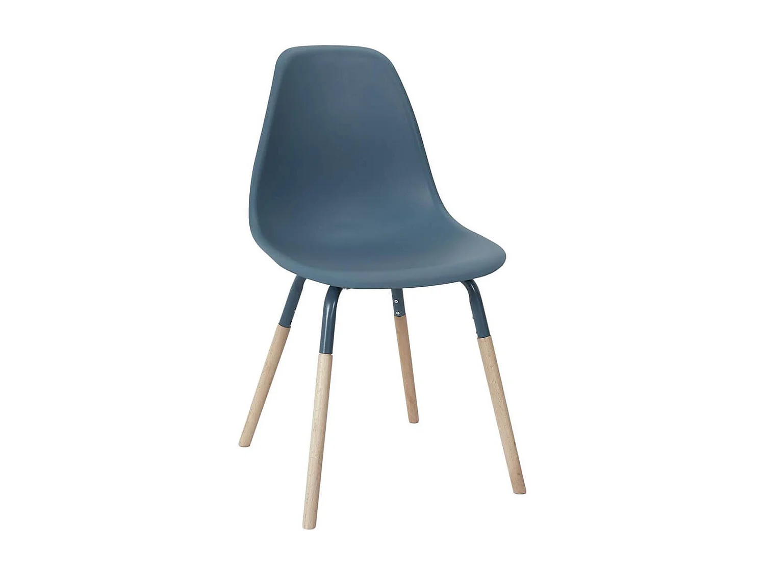 FLUK - Lot de 4 Chaises Polypropylène Bleu et Bois