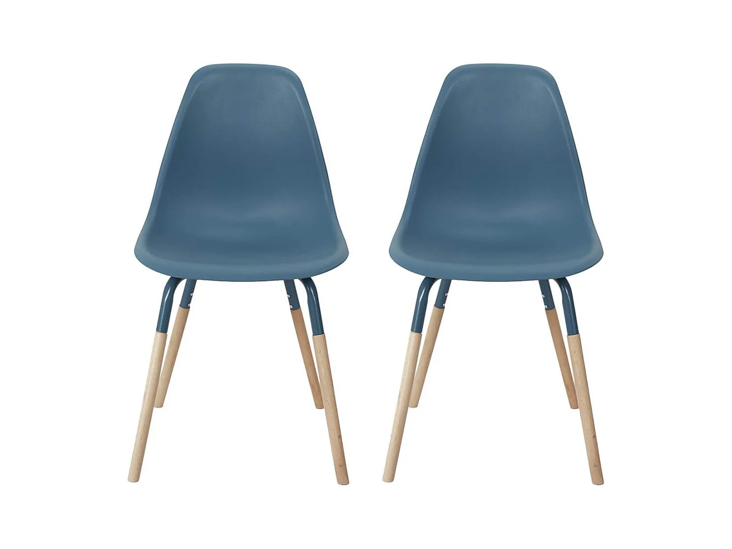 FLUK - Lot de 2 Chaises Polypropylène Bleu et Bois
