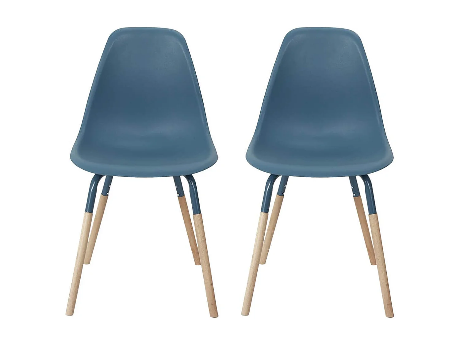 FLUK - Lot de 2 Chaises Polypropylène Bleu et Bois