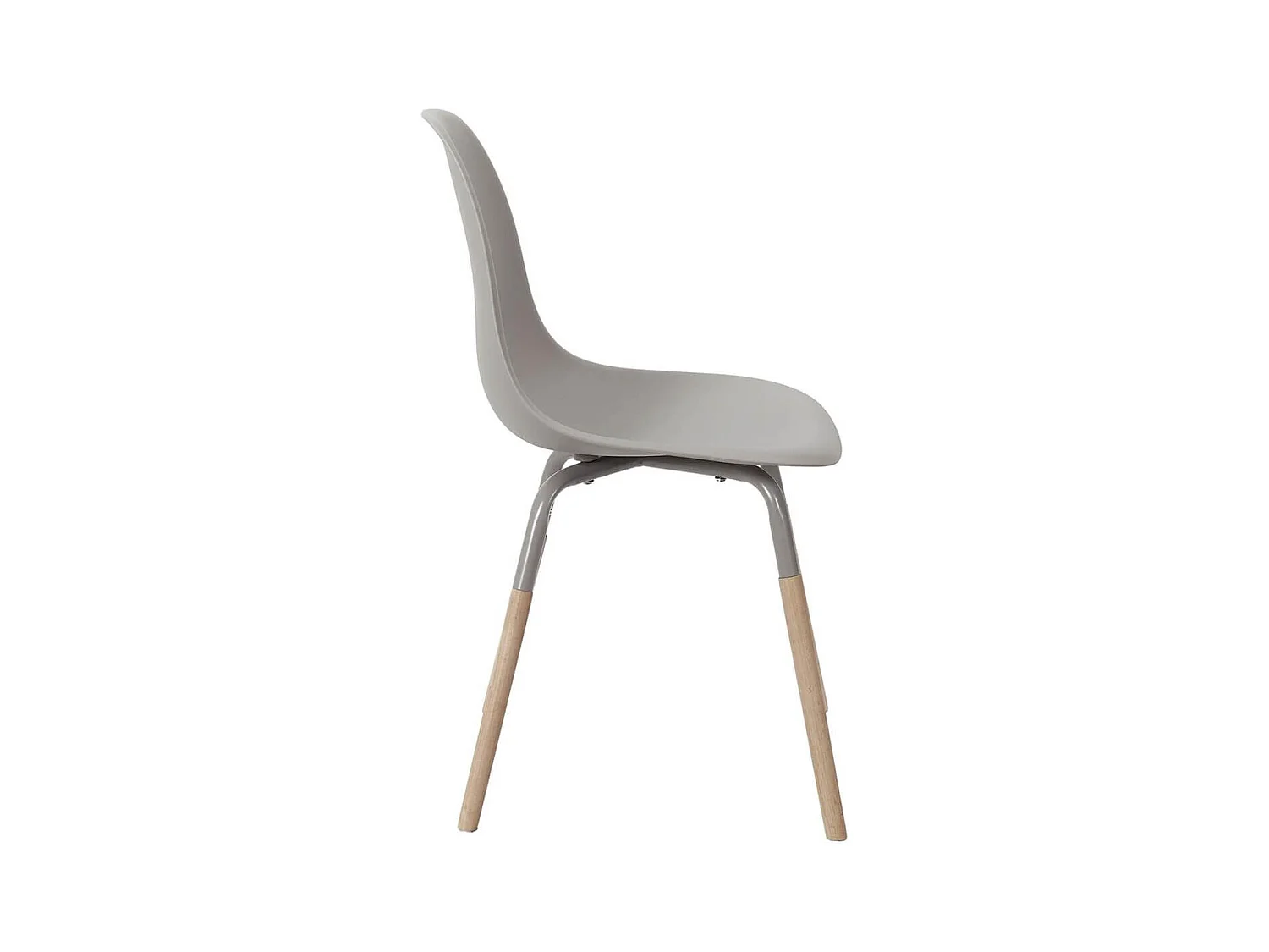 FLUK - Lot de 2 Chaises Polypropylène Taupe et Bois